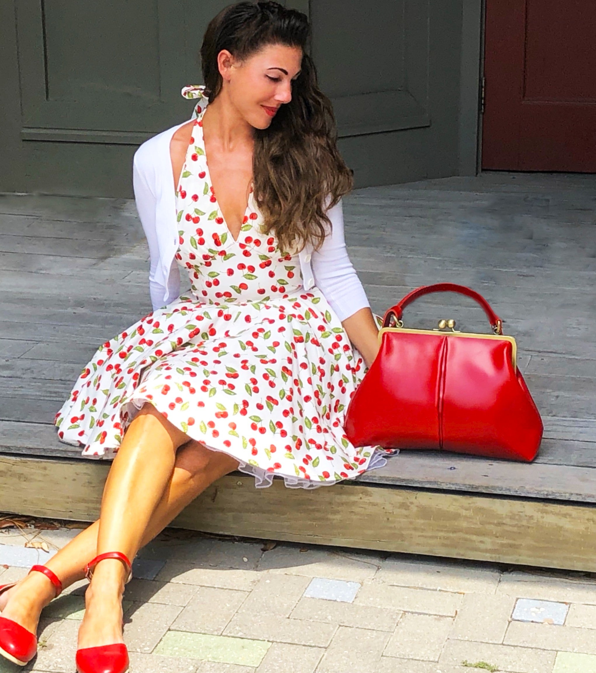 Retro handbag for women, ironing bag "Olive" in red, leather bag, leather handle bag, leather shoulder bag, leather shoulder bag, vintage style