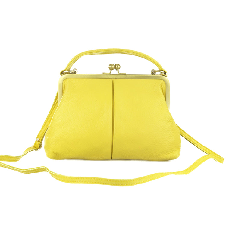 Damen Vintage Tasche - Kleine Olive in gelb - Umhängetasche, Bügeltasche - Vintage-Stil
