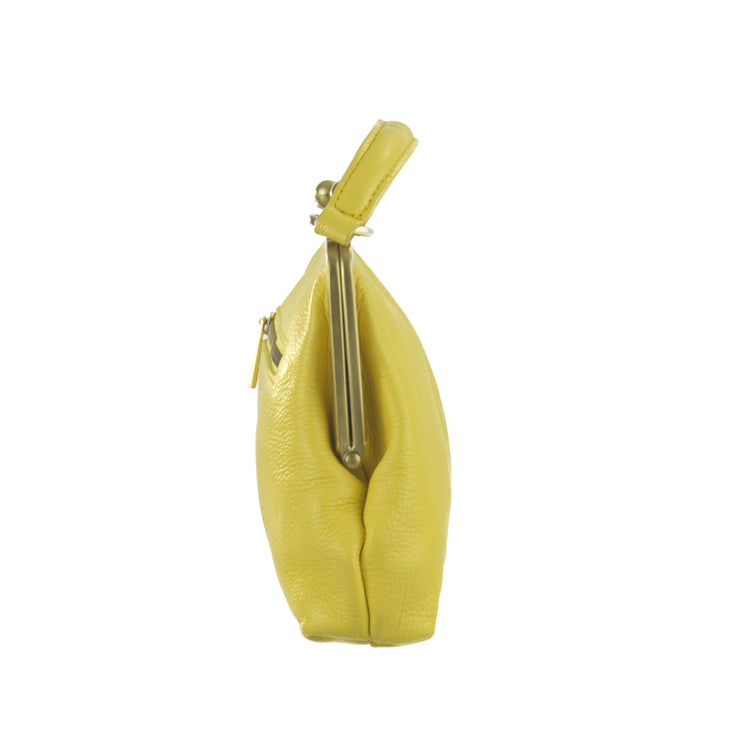 Damen Vintage Tasche - Kleine Olive in gelb - Umhängetasche, Bügeltasche - Vintage-Stil