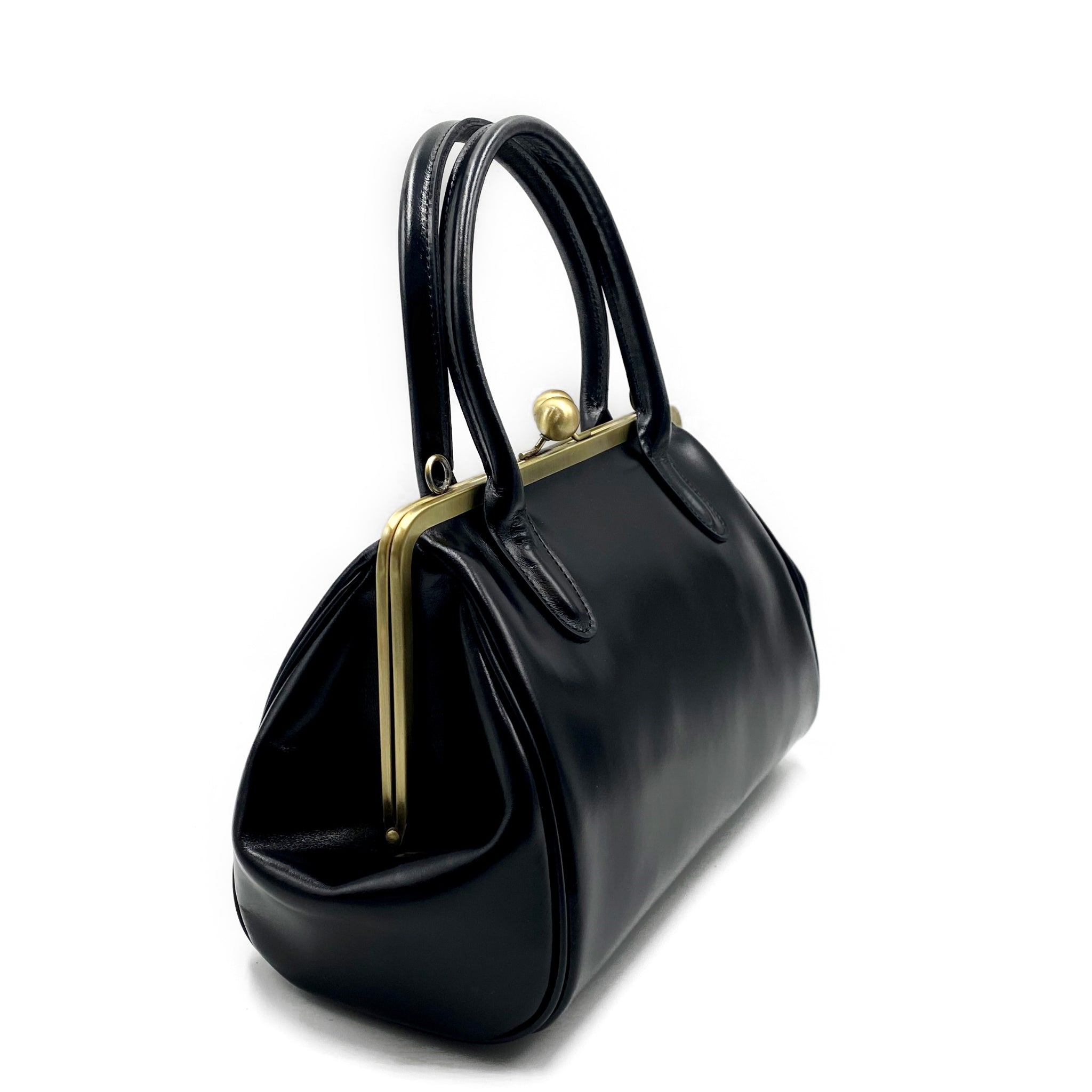 Retro Ledertasche Damen, Retro Bügeltasche "Sophie" in schwarz, Vintage Ledertasche, Henkeltasche, Schultertasche