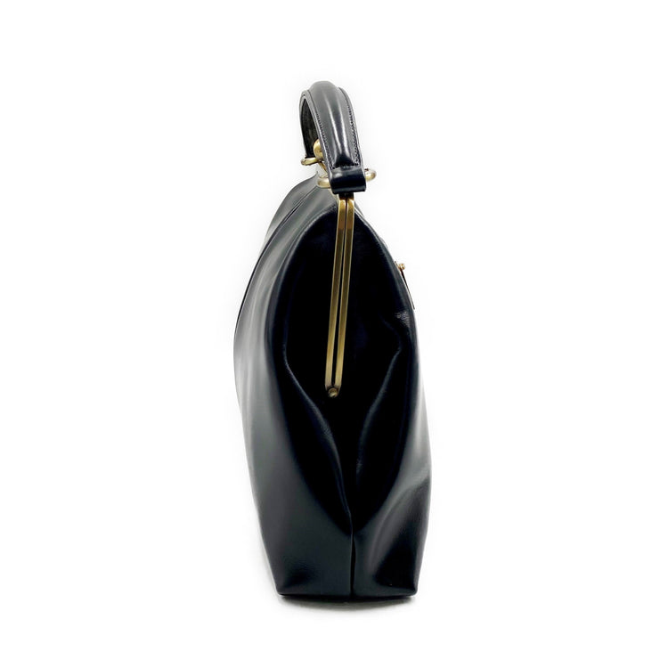 Retro Handtasche Damen, Ledertasche "Olive" in schwarz, Bügeltasche, Leder Henkeltasche, Leder Umhängetasche, Leder Schultertasche, Vintage Stil