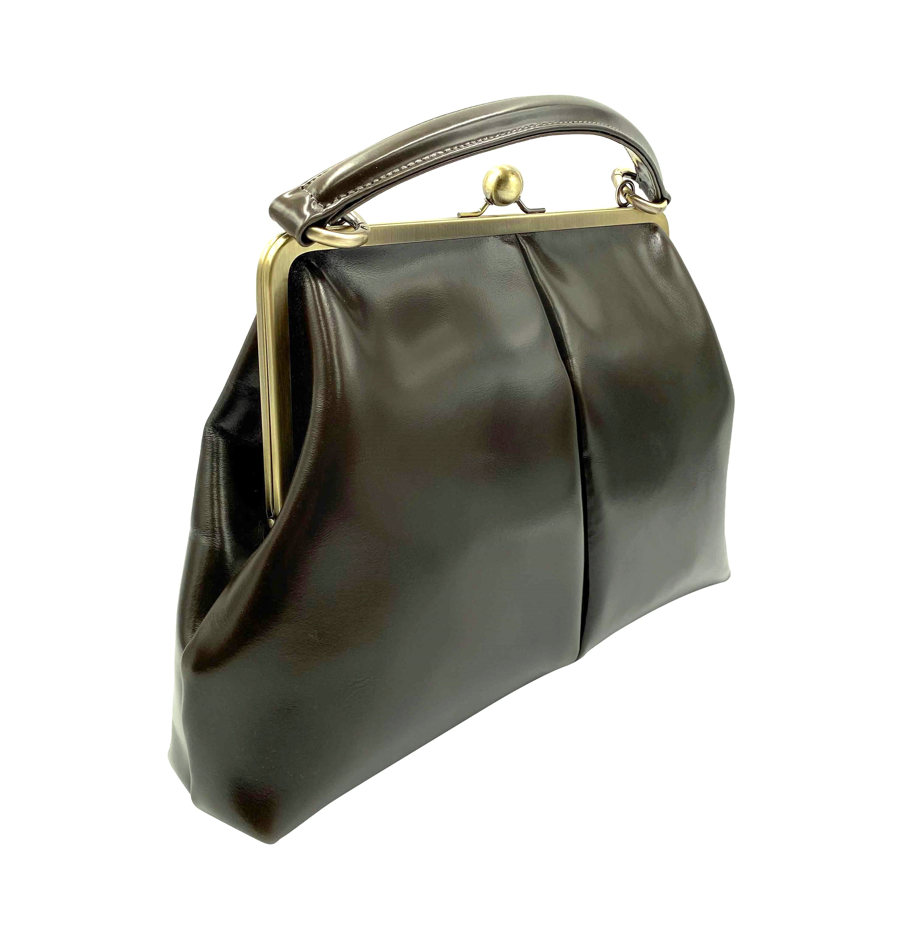 Retro Handtasche „Vintage Olive“ in Dunkelgrün – Leder Bügeltasche & Umhängetasche