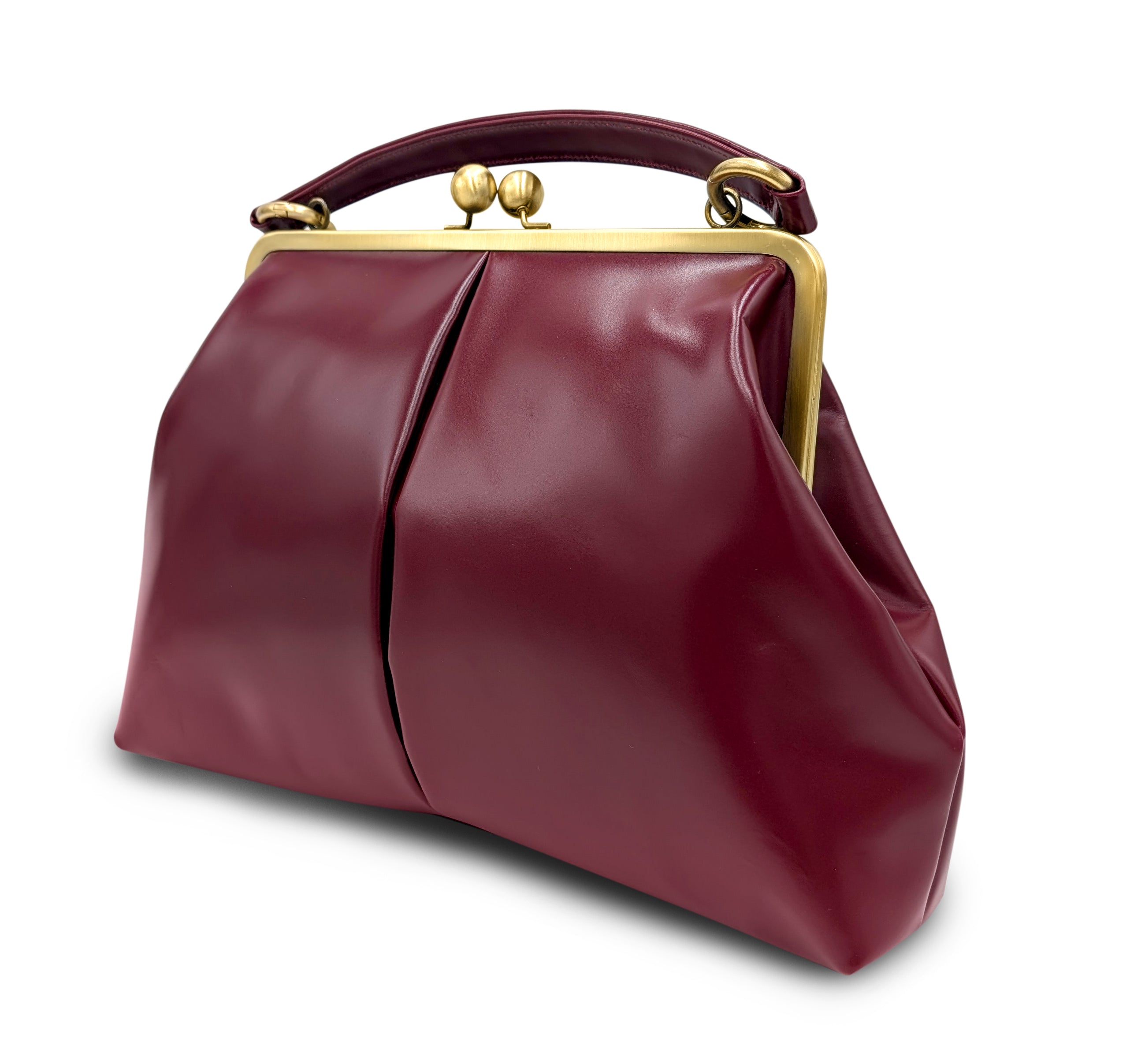 Retro handbag for women, ironing bag "Olive" in dark red, leather bag, leather handle bag, leather shoulder bag, leather shoulder bag, vintage style