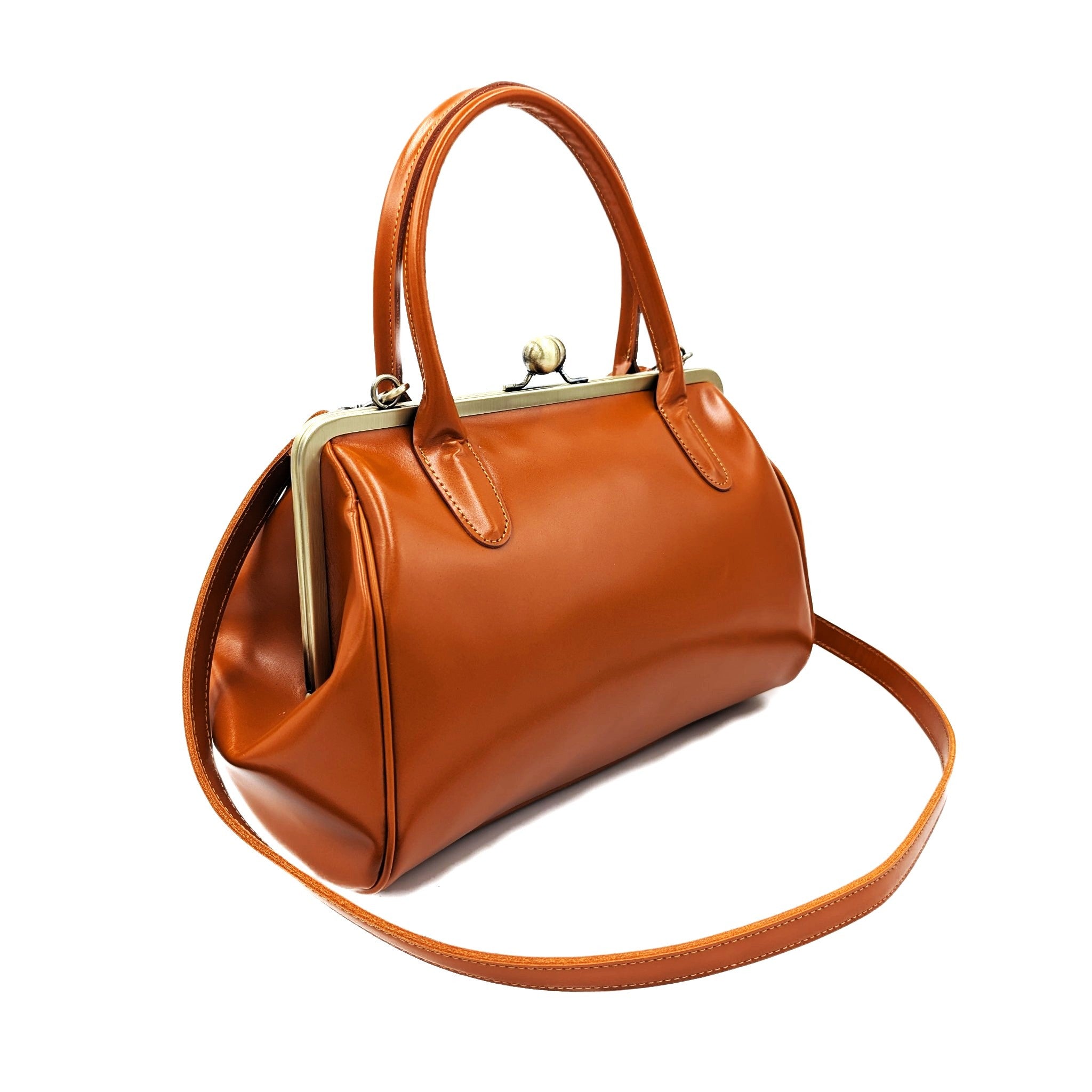 Retro Ledertasche Damen, Retro Bügeltasche "Sophie" in schwarz, Vintage Ledertasche, Henkeltasche, Schultertasche