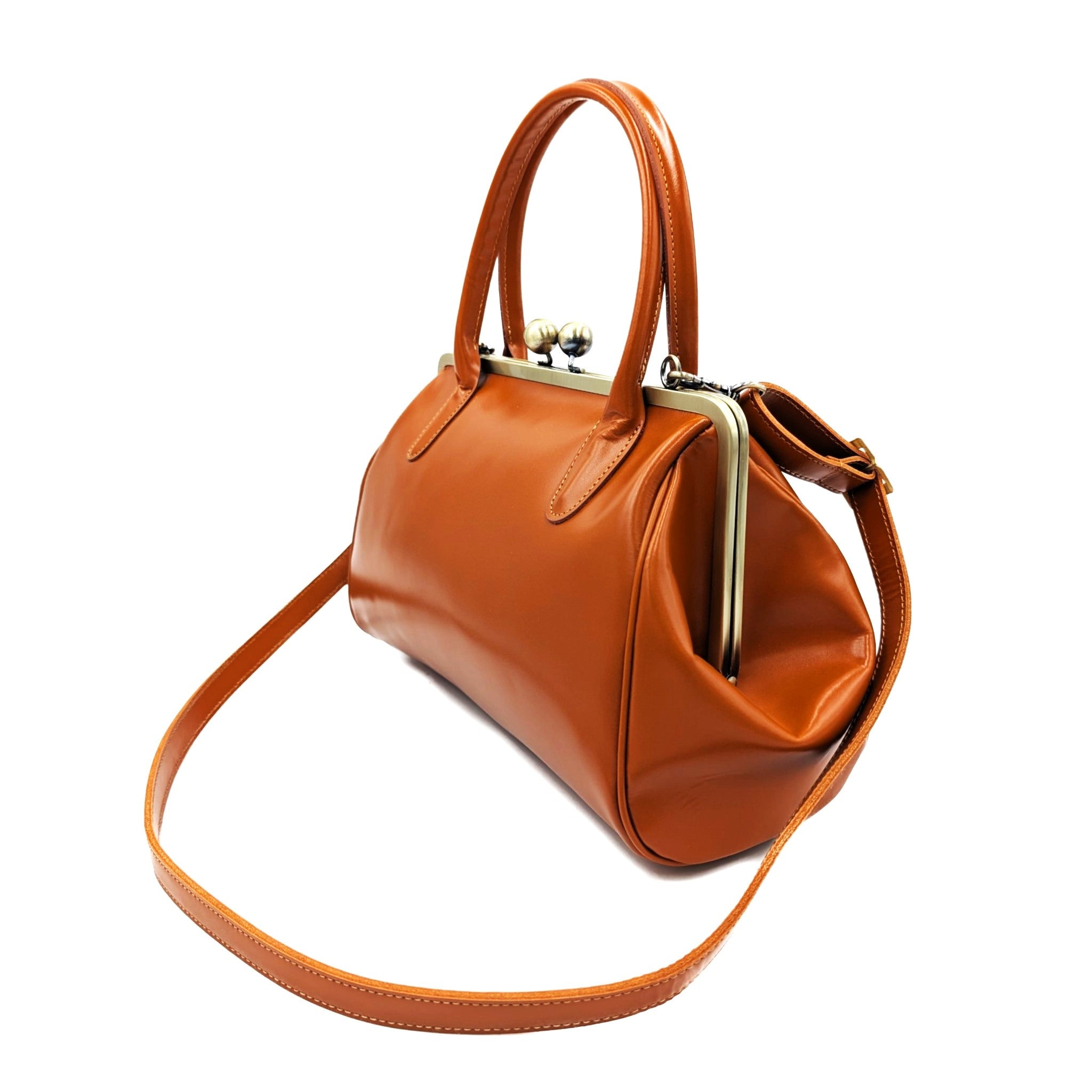 Retro leather bag for women, retro strap bag "Sophie" in orange brown, vintage leather bag, handle bag, shoulder bag