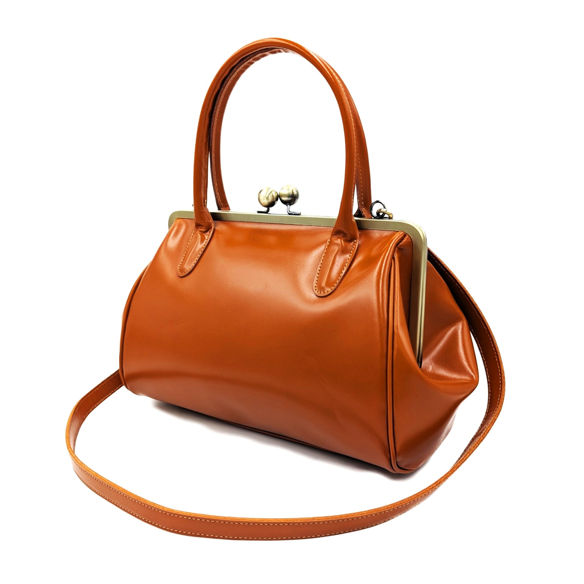 Retro leather bag for women, retro strap bag "Sophie" in orange brown, vintage leather bag, handle bag, shoulder bag