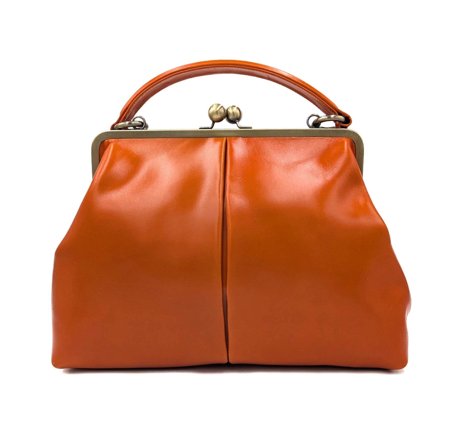 Retro handbag for women, ironing bag "Olive" in orange-brown, leather bag, leather handle bag, leather shoulder bag, leather shoulder bag, vintage style