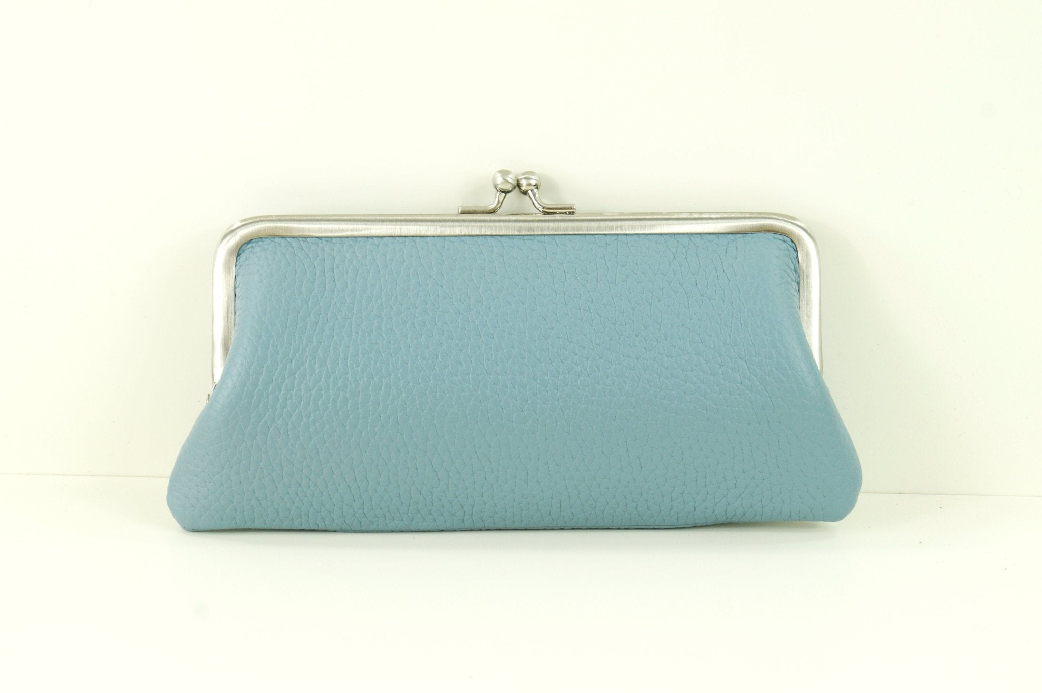 Handgemachte hellblaue Leder-Clipbörse "Emma" - Taschenkinder