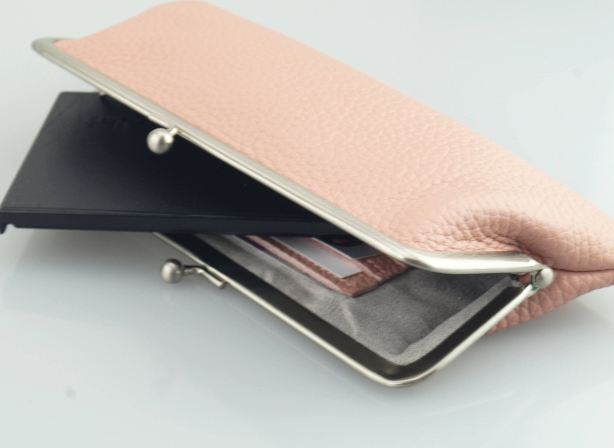 Clipbörse aus echtem Leder - Rosa Portemonnaie - Taschenkinder