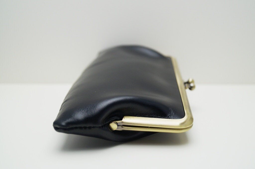 Clipbörse Lea Schwarz - Vintage Geldbörse aus Leder - Taschenkinder