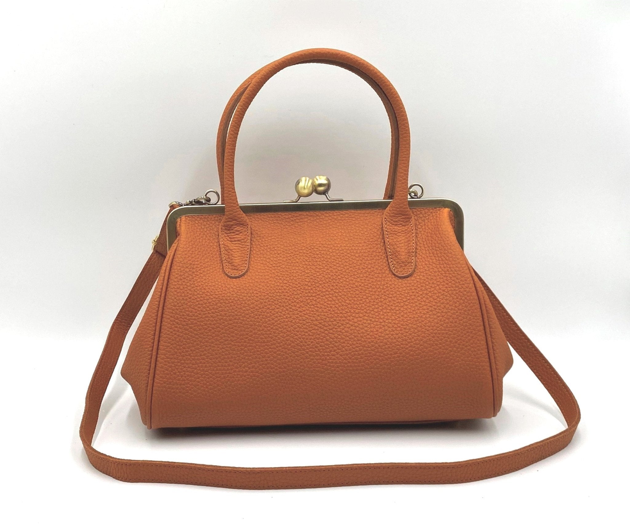 Retro Leder Handtasche "Marie" – Vintage Cognac - Taschenkinder