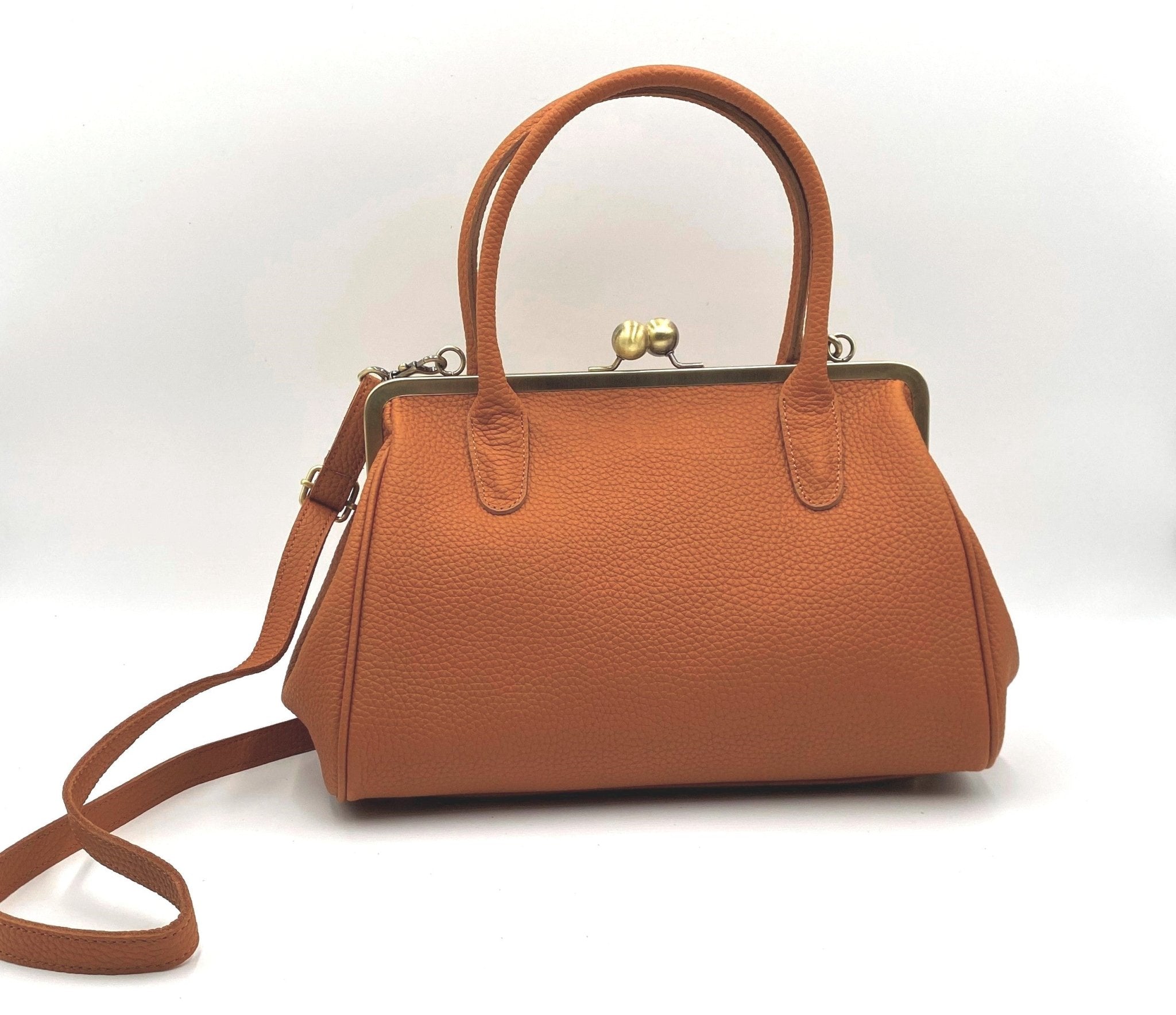 Retro Leder Handtasche "Marie" – Vintage Cognac - Taschenkinder