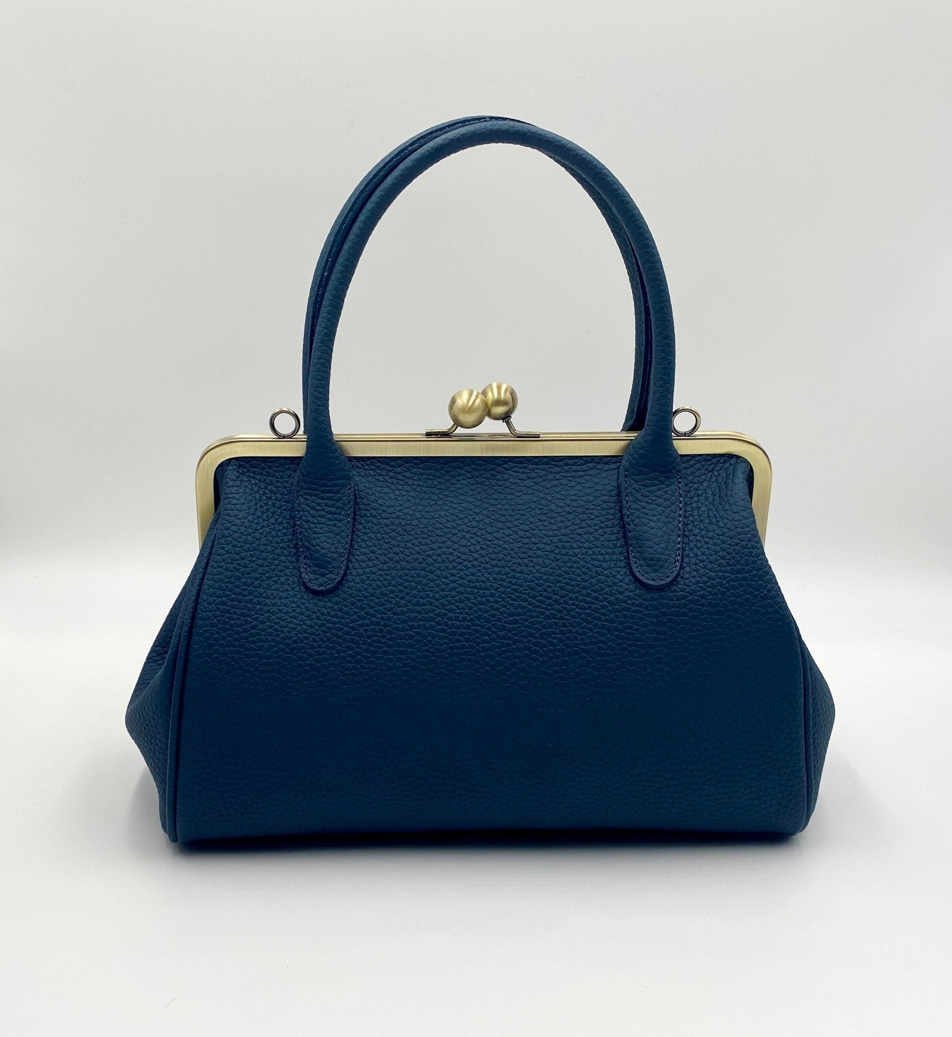Damen Handtasche, Leder Handtasche "Marie" in dunkelblau, Bügeltasche, Leder Henkeltasche, Leder Schultertasche, Vintage Stil - Taschenkinder.de