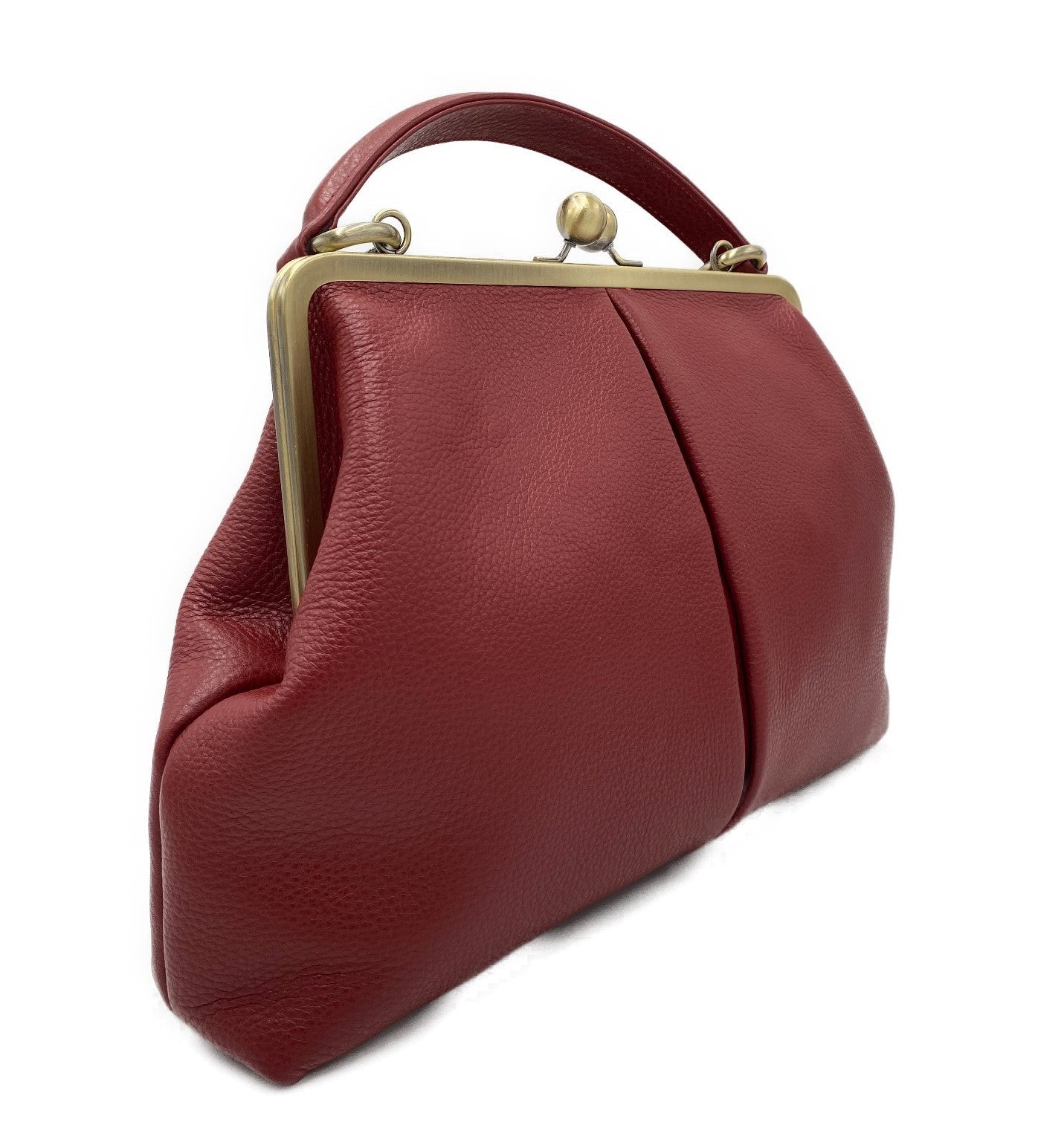 Damenhandtasche Leder " große Olive" in bordeaux rot, Schultertasche und Henkeltasche im Vintage Stil - Taschenkinder.de
