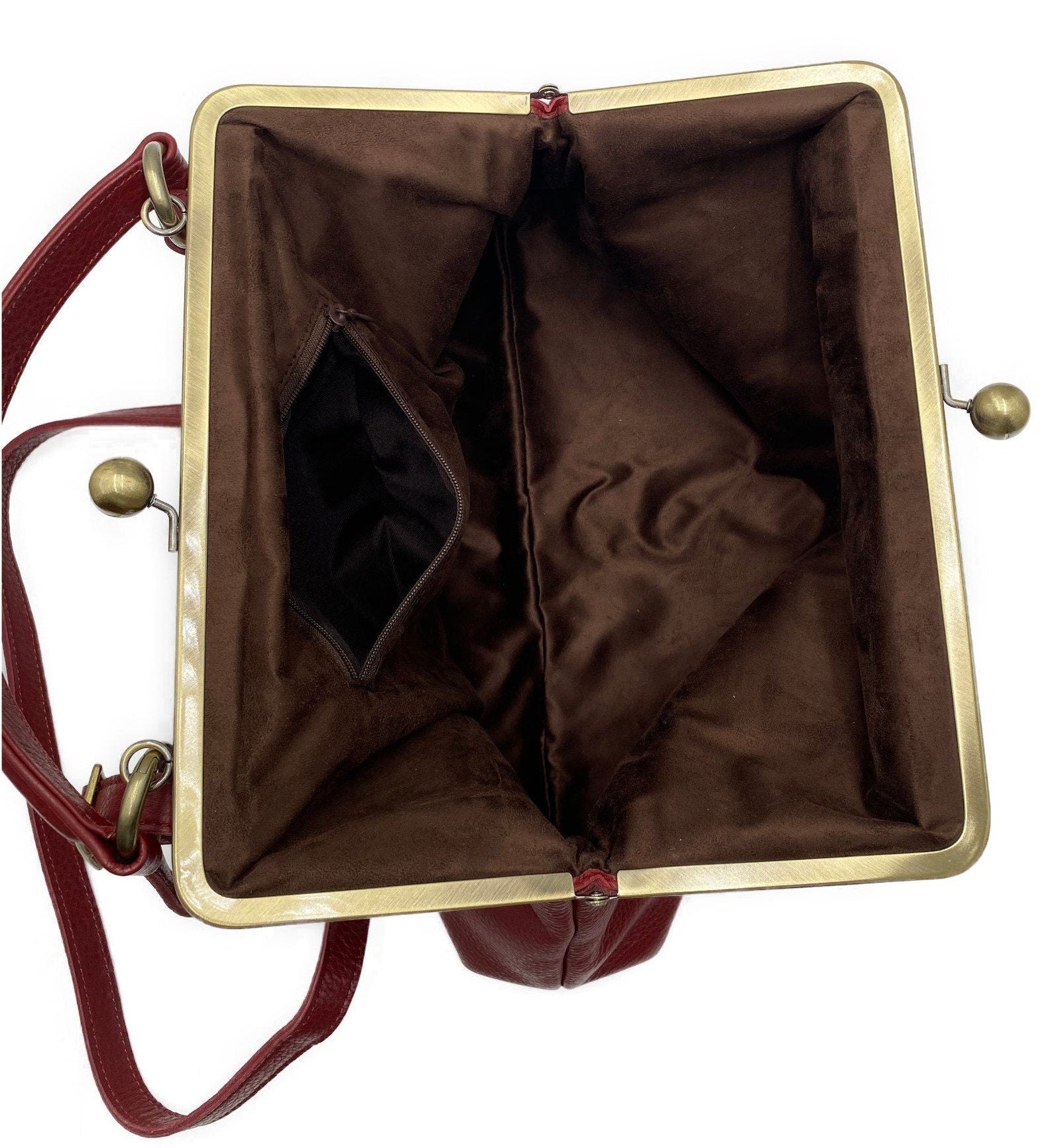 Retro Top Handle & Shoulder Bag in Leather – “Large Olive” Vintage Handbag, Elegant and Versatile Purse