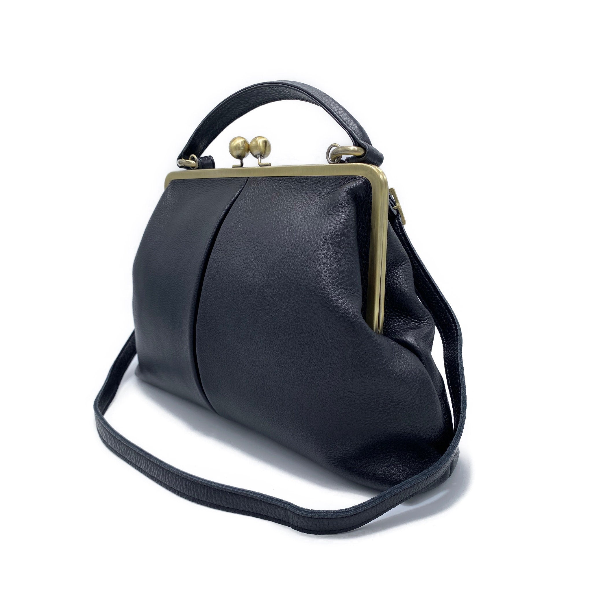 Large Handbag Black- Top Handle & Shoulder Bag - Versatile Leather Purse