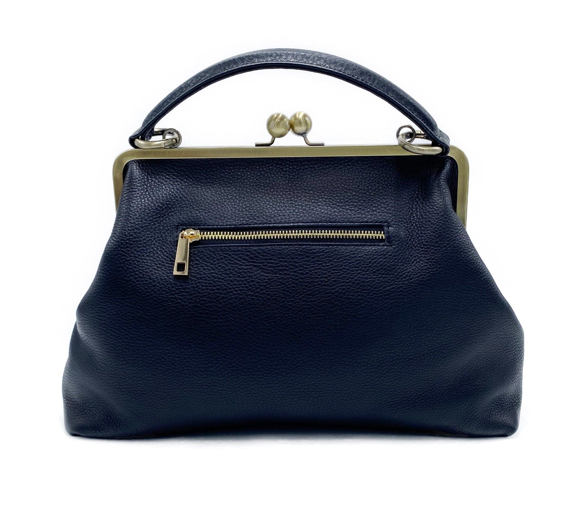 Large Handbag Black- Top Handle & Shoulder Bag - Versatile Leather Purse