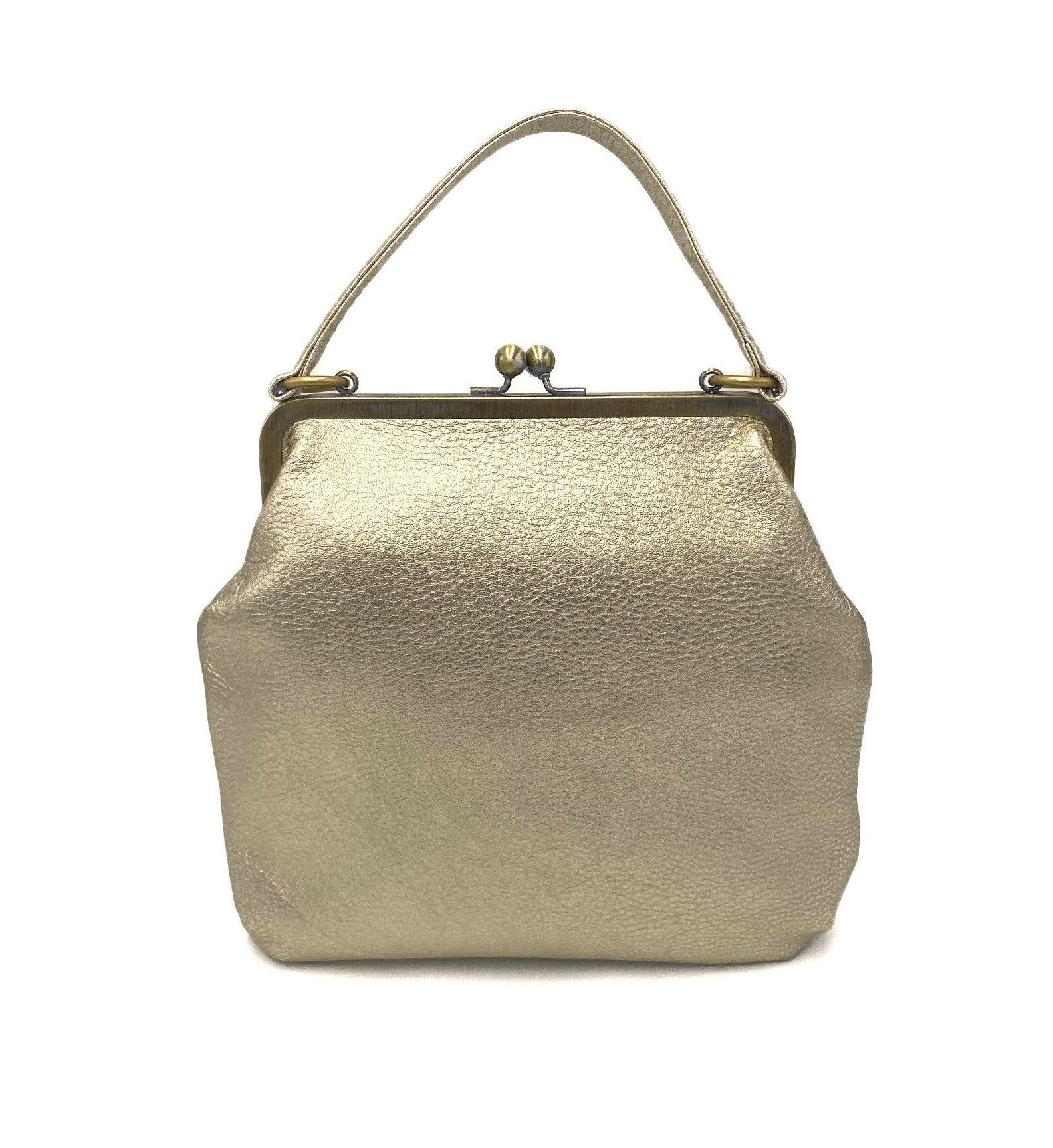 Ladies Leather Purse "Zoe" - Vintage Crossbody and Handle Bag in Gold