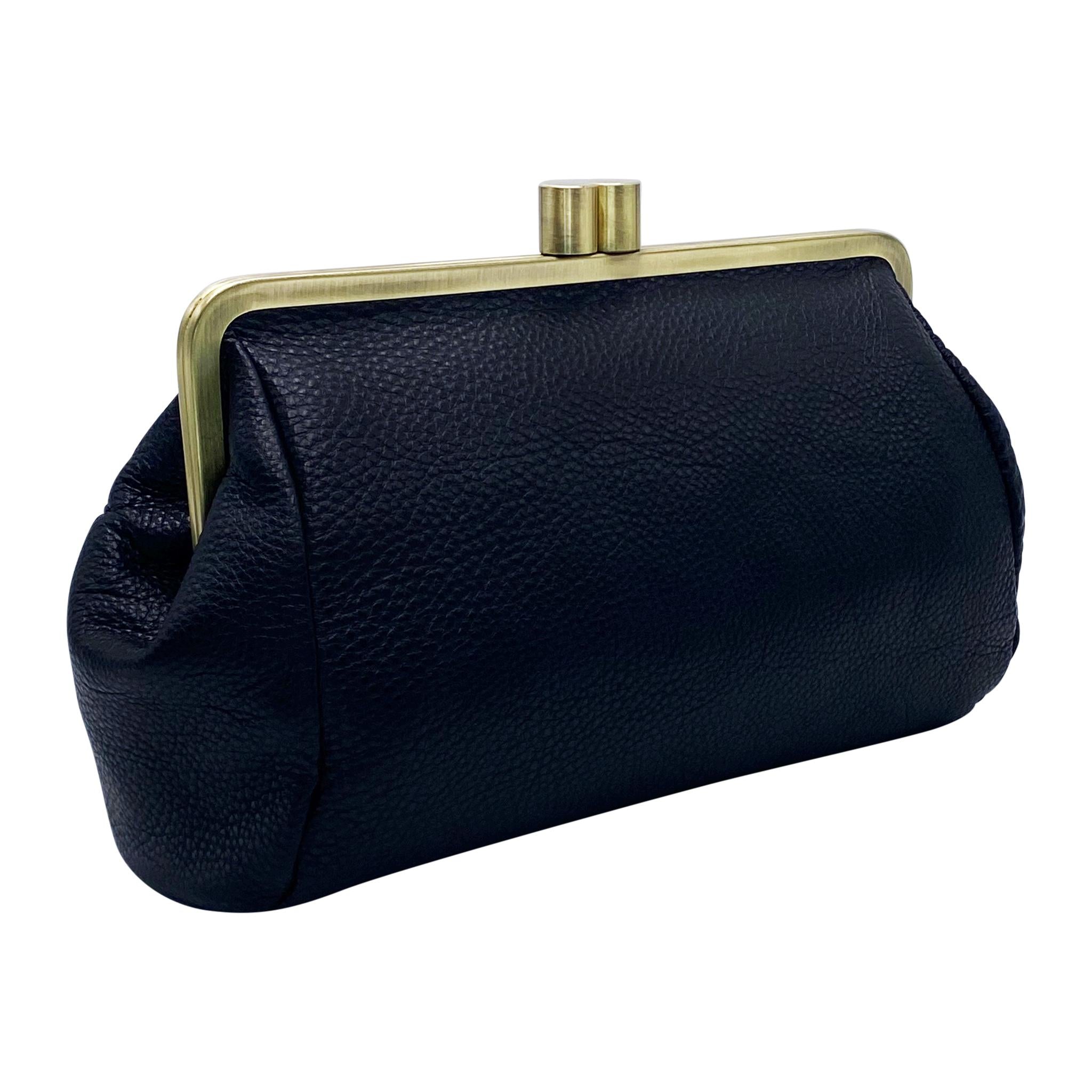 Customizable Shoulder Clutch Bag With Kiss Lock – Leather Dakota Cowhide Bag Perfect For Ladies Gift