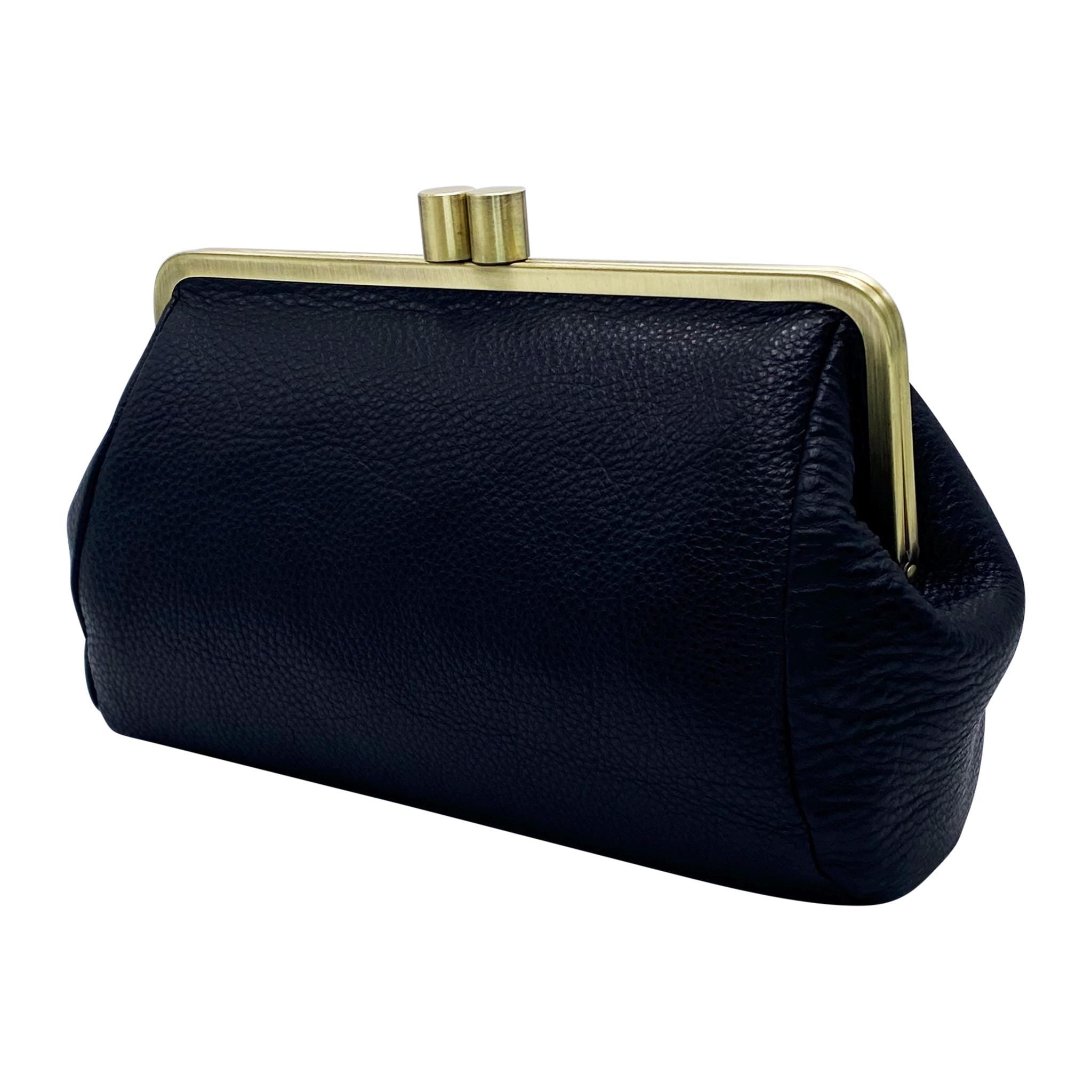 Customizable Shoulder Clutch Bag With Kiss Lock – Leather Dakota Cowhide Bag Perfect For Ladies Gift