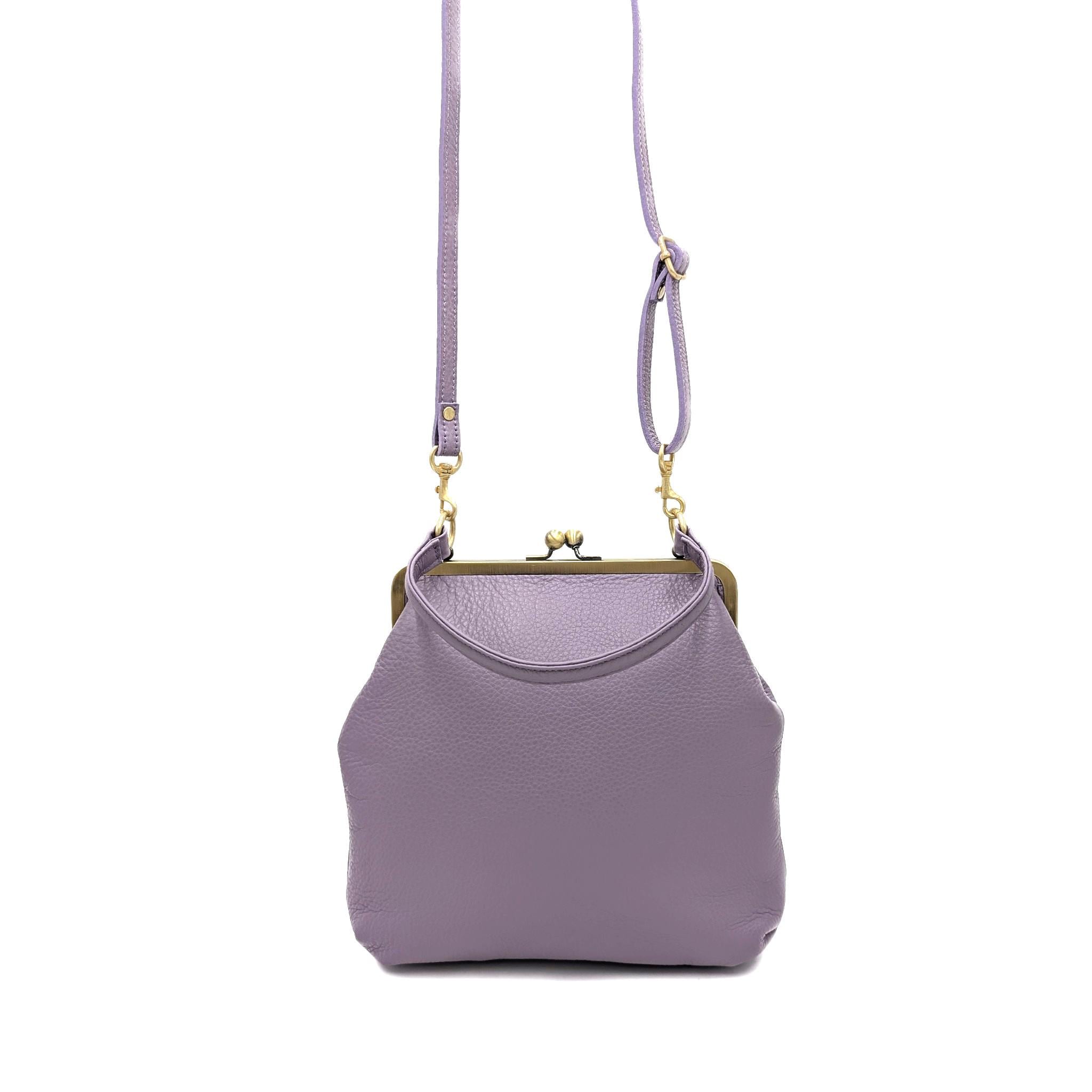 Leather Shoulder Bag and Top Handle Purse – “Zoe” Handbag in Purple, Personalized