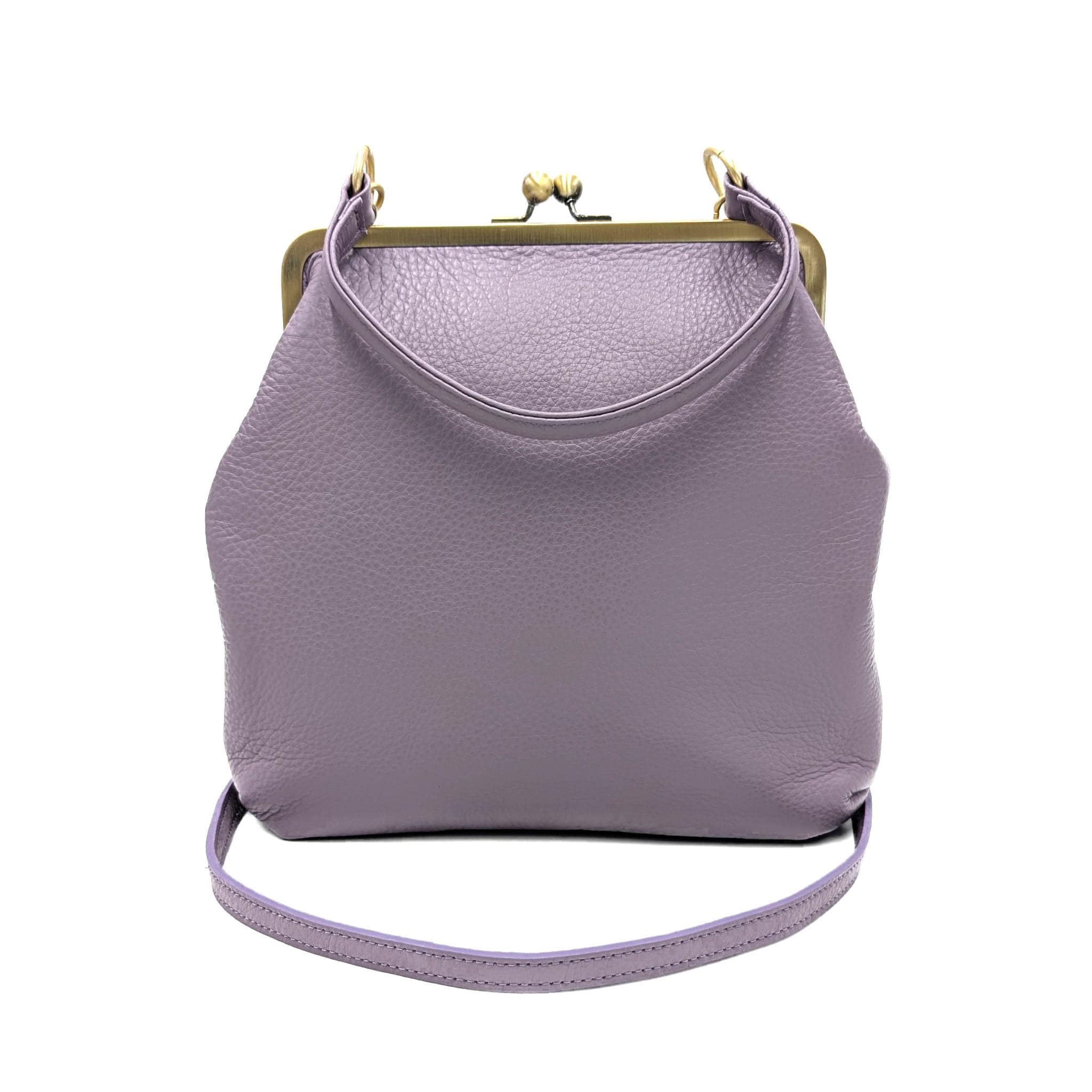 Ivory White Leather Handbag Zoe – Women’s Crossbody Bag with Handle and Kiss Lock