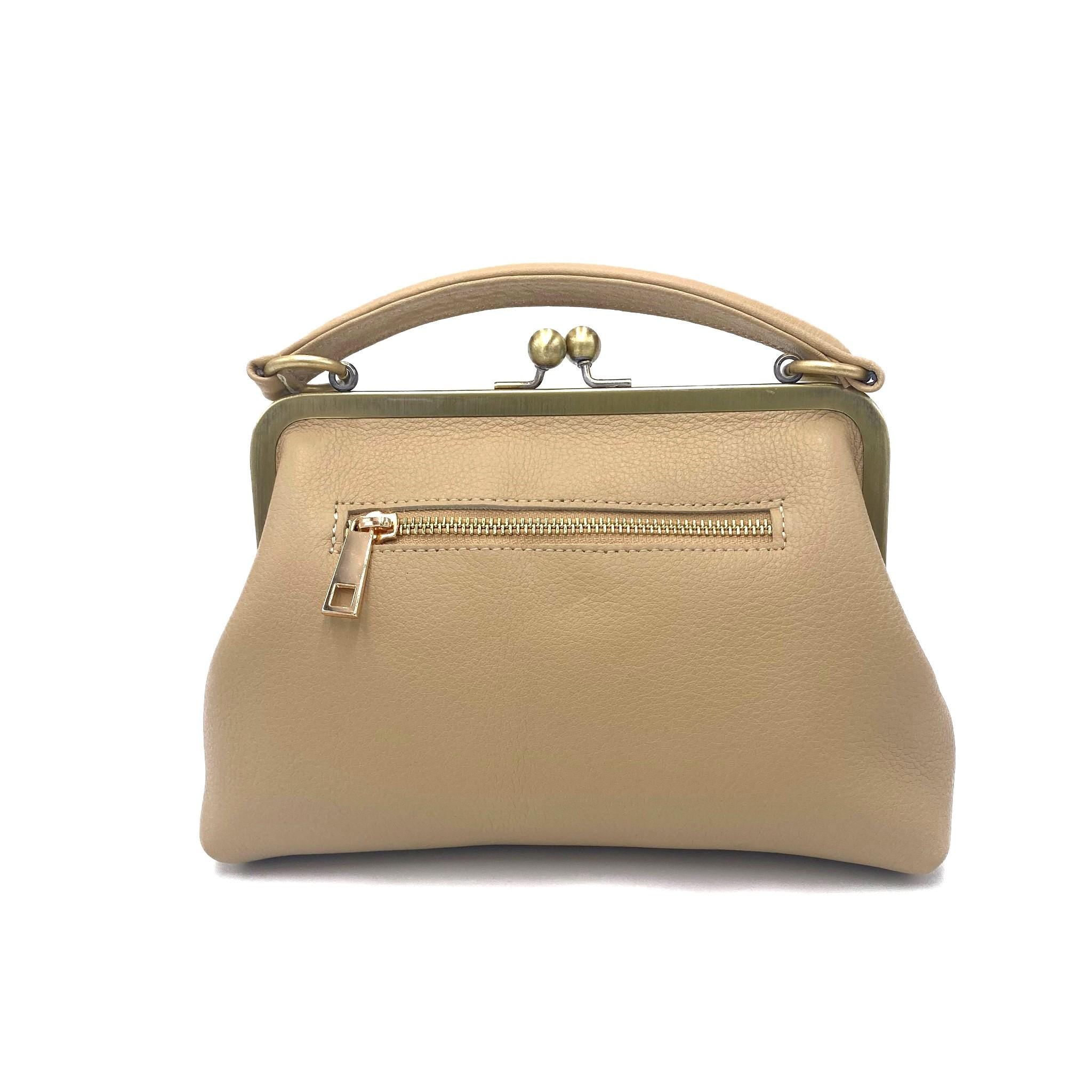 Small beige ladies bag - shoulder bag & top handle bag