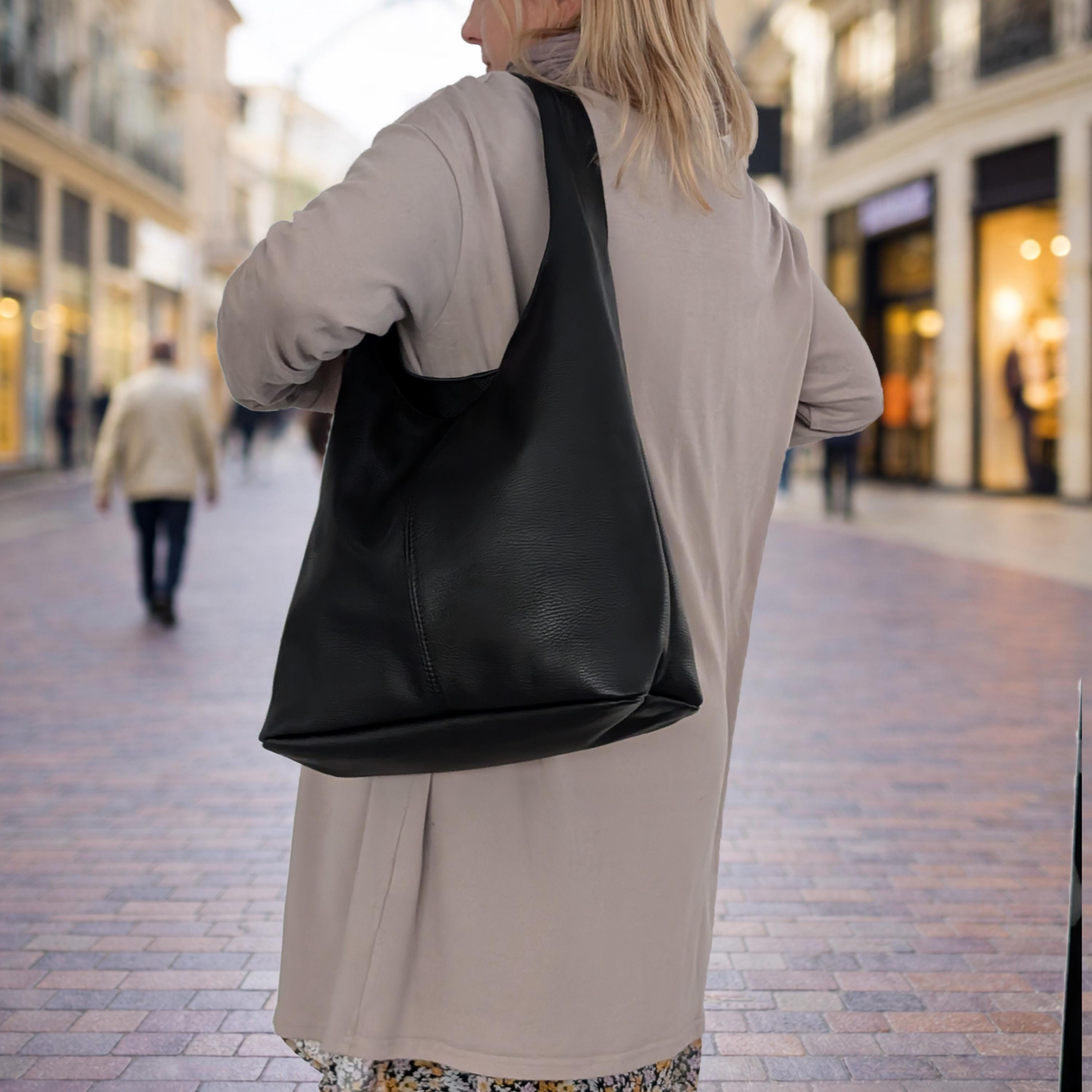 Large Leather Hobo Bag & Maxi Shopper “Joana” – Oversized Soft Slouchy Genuine Leather Shoulder Tote, Elegant Italian Leather Bag