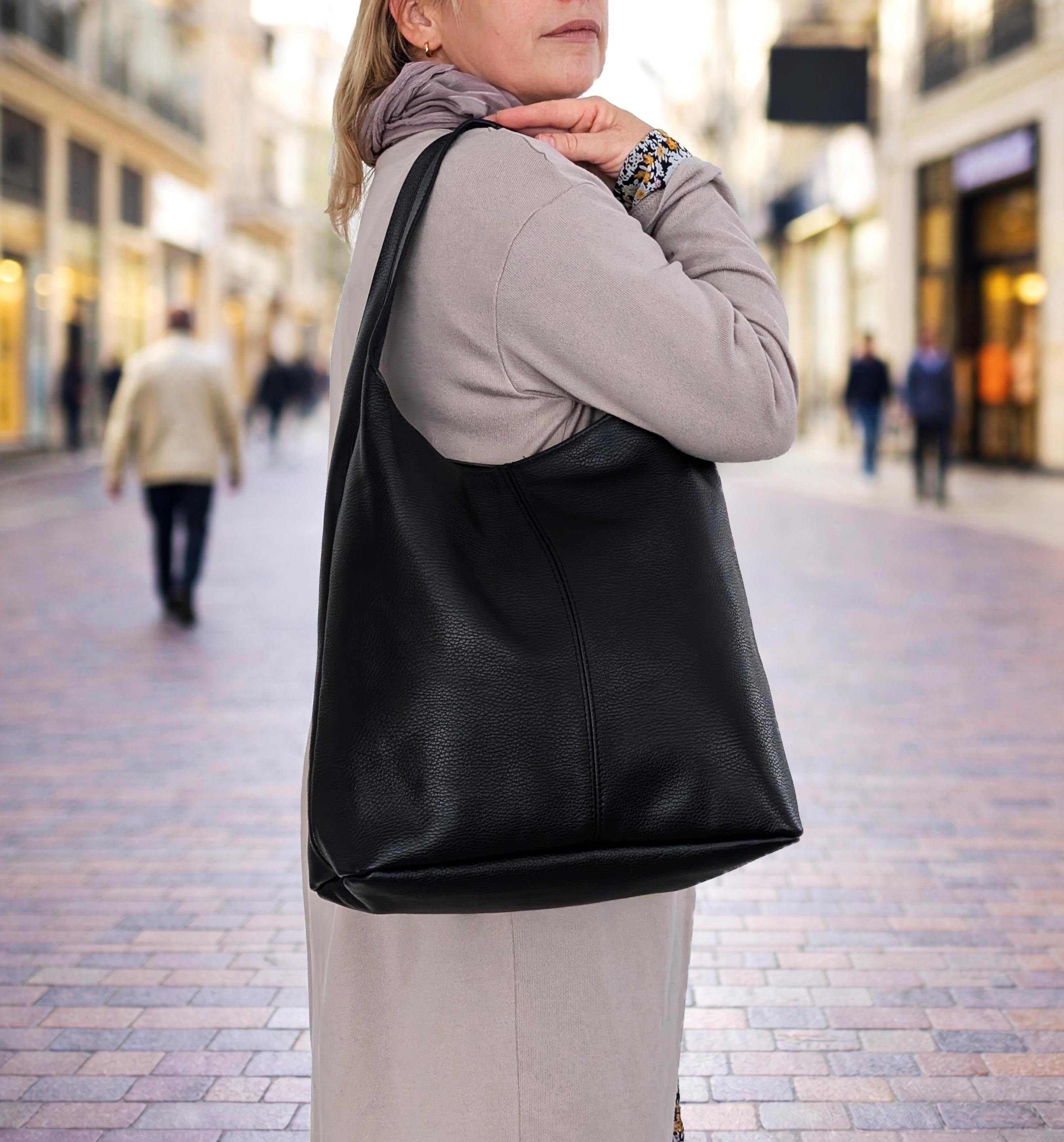 Large Leather Hobo Bag & Maxi Shopper “Joana” – Oversized Soft Slouchy Genuine Leather Shoulder Tote, Elegant Italian Leather Bag
