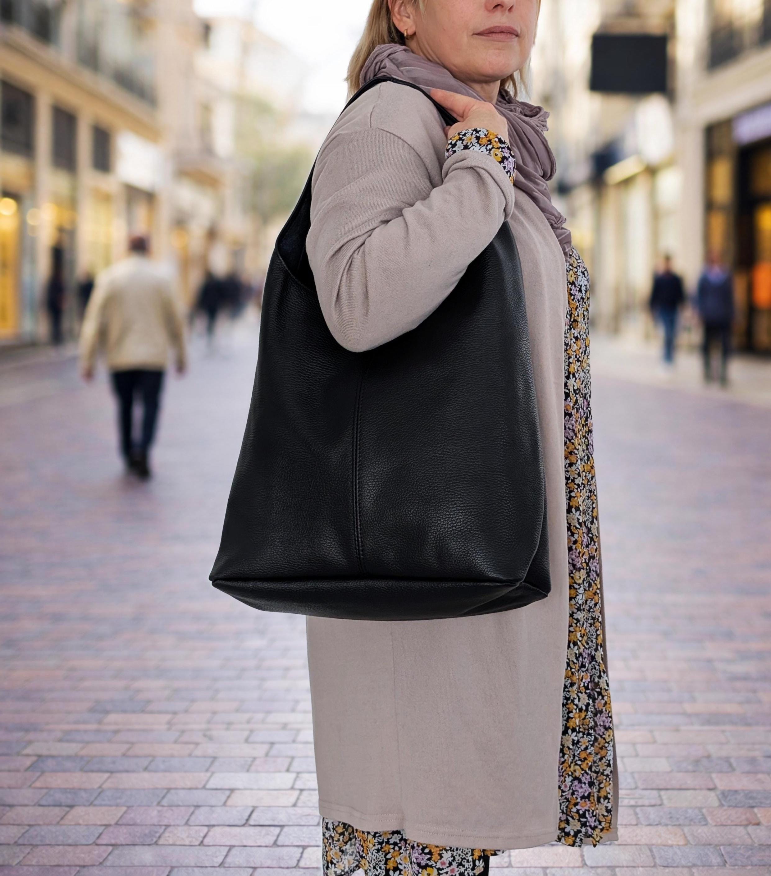 Large Leather Hobo Bag & Maxi Shopper “Joana” – Oversized Soft Slouchy Genuine Leather Shoulder Tote, Elegant Italian Leather Bag