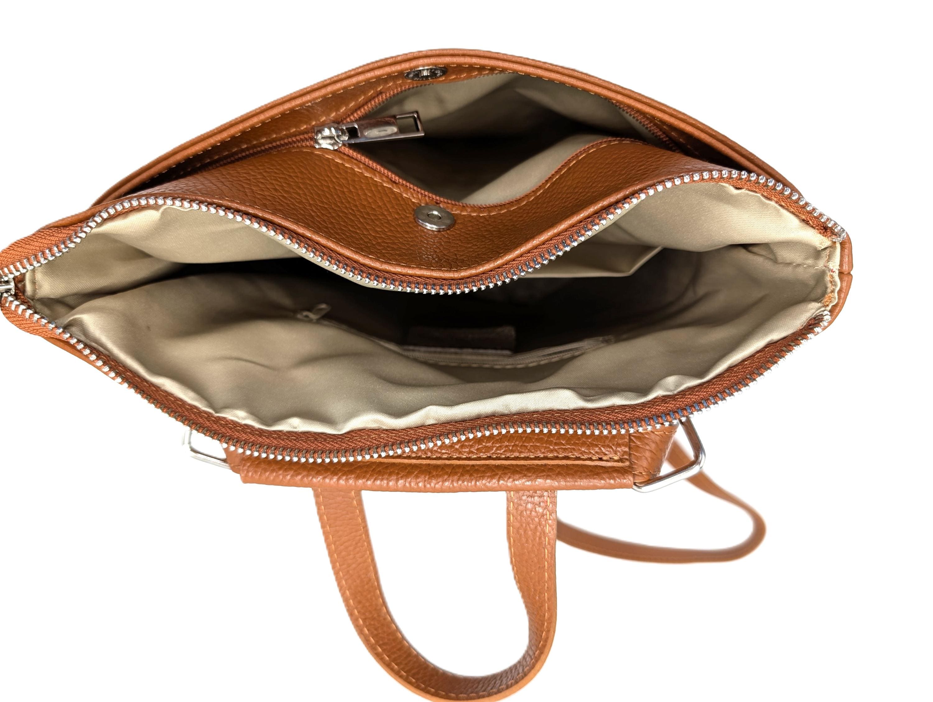 Convertible Leather Backpack Women – Personalized Handbag, Top Handle Bag, Backpack & Shoulder Bag in One - "Gabrielle"