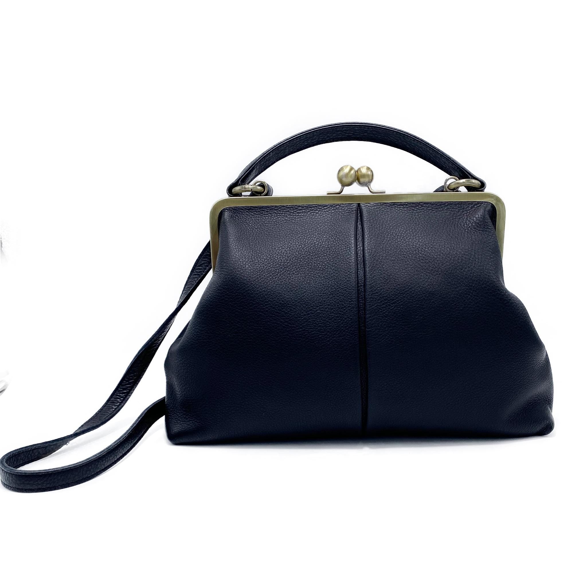 Vintage Leather Bag Women Ivory – "Large Olive" Handbag, Crossbody Bag, Top Handle Bag, Shoulder Bag, Frame Bag
