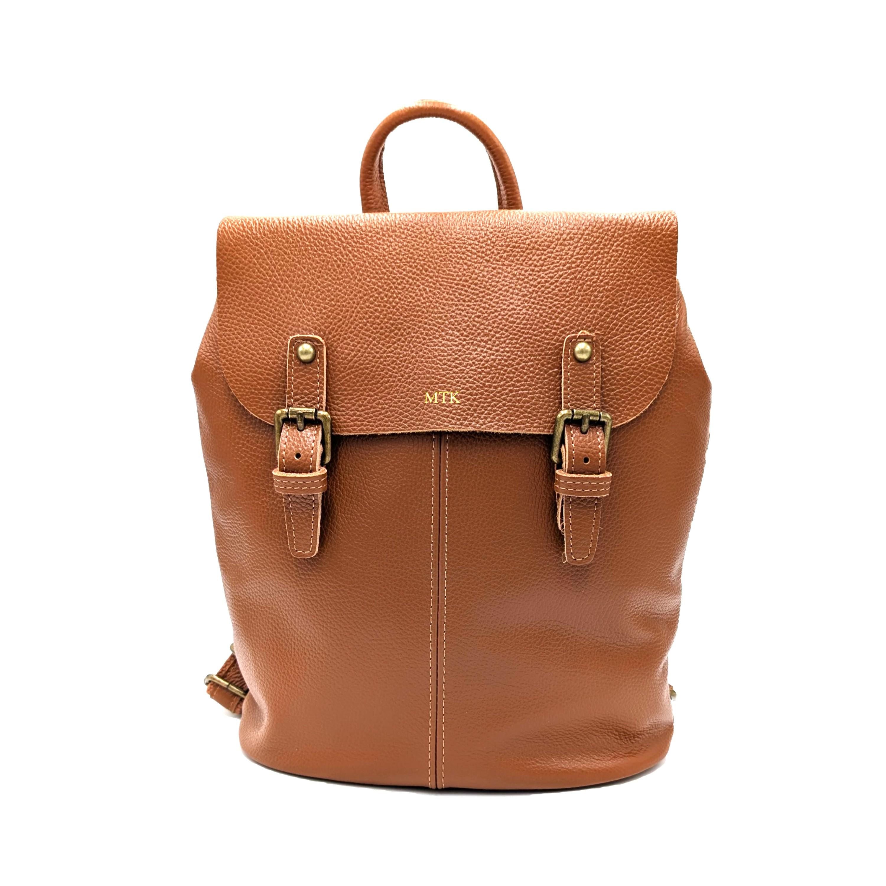 Personalized Leather Backpack for Women, Large Backpack "Billie", Vintage City Backpack, Custom Name Bag, Elegant Everyday Backpack