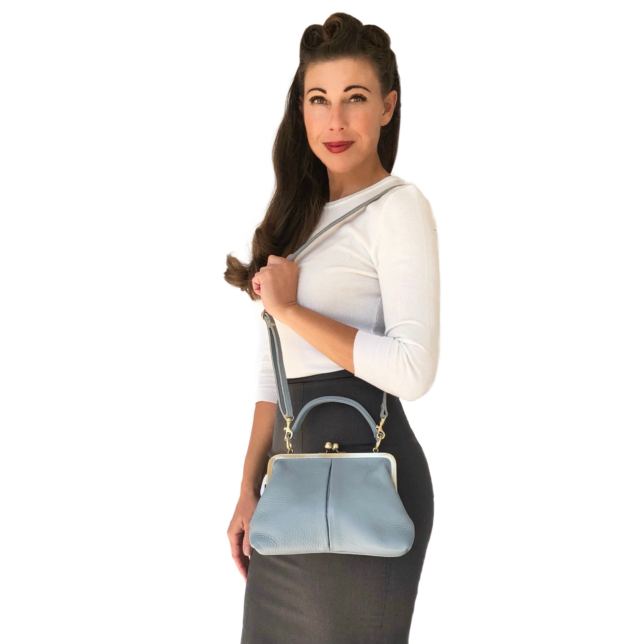 Kleine Ledertasche - Retro Bügeltasche - Taschenkinder