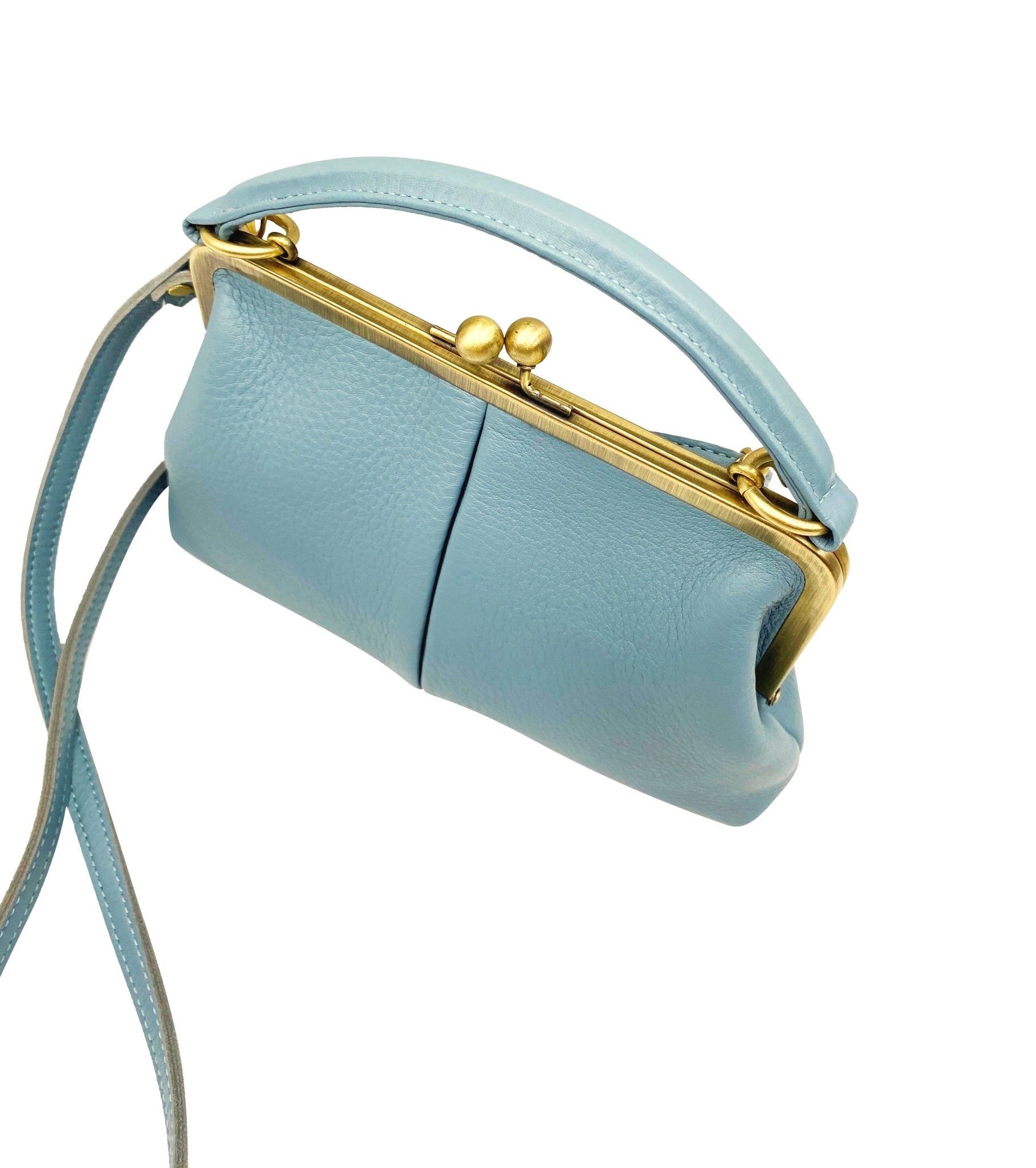 Kleine Ledertasche - Retro Bügeltasche - Taschenkinder