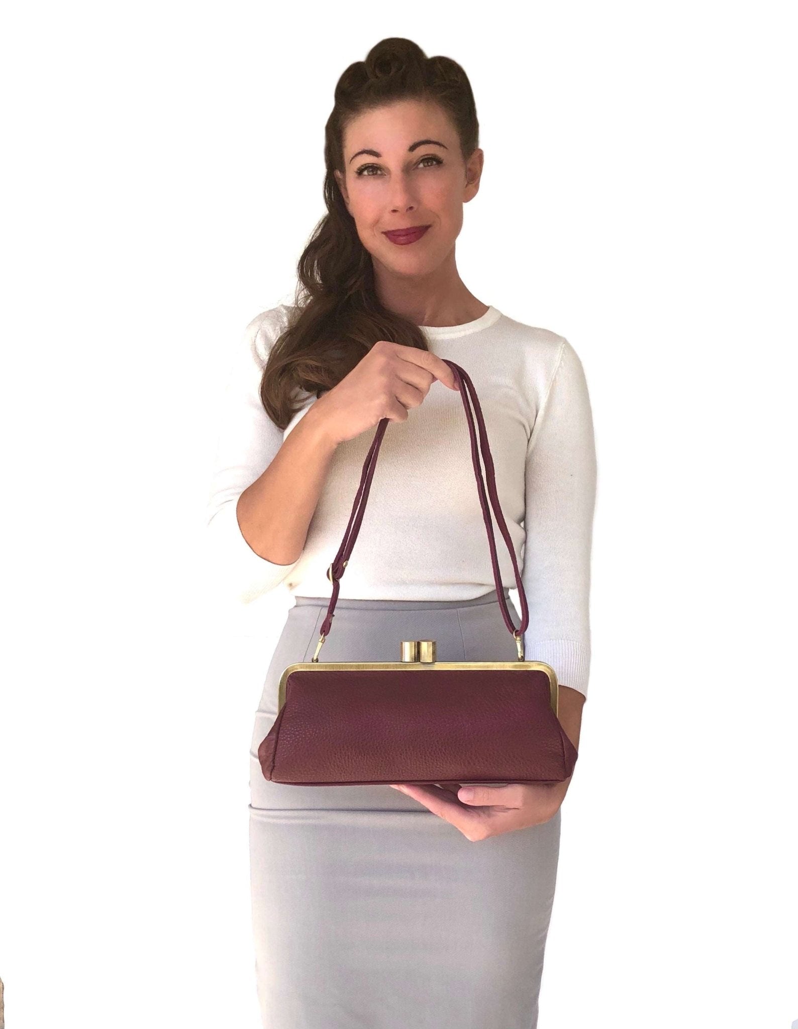 Leder Handtasche Victoria - Vintage Clutch - Taschenkinder