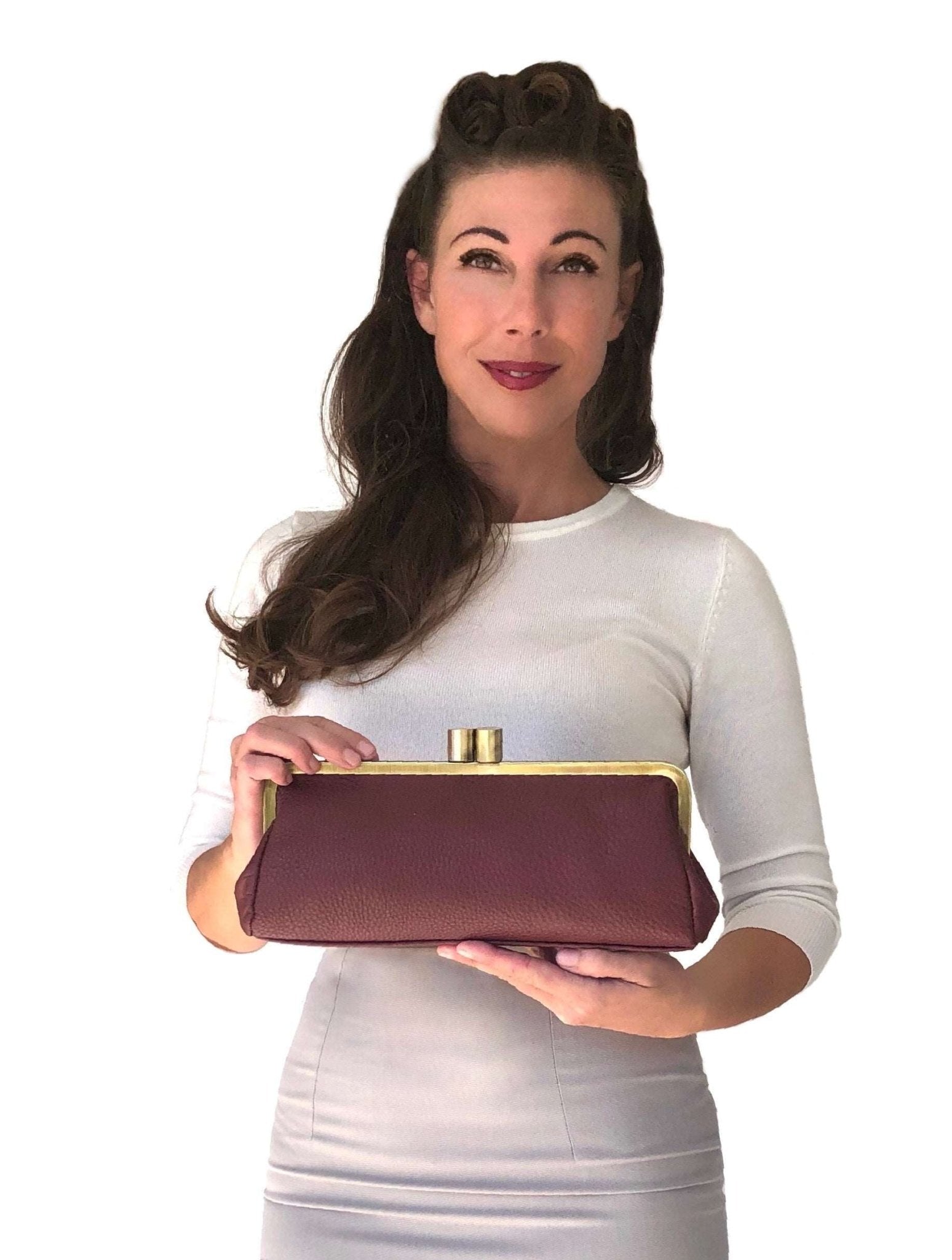 Leder Handtasche Victoria - Vintage Clutch - Taschenkinder