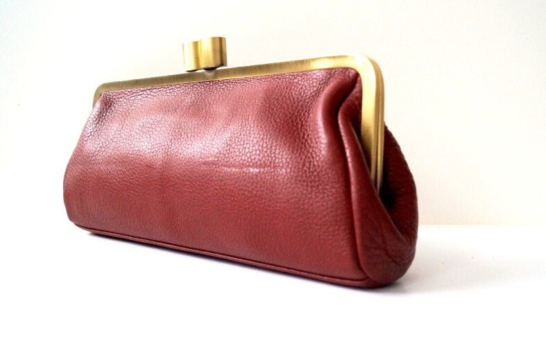 Leder Handtasche Victoria - Vintage Clutch - Taschenkinder