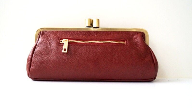 Leder Handtasche Victoria - Vintage Clutch - Taschenkinder