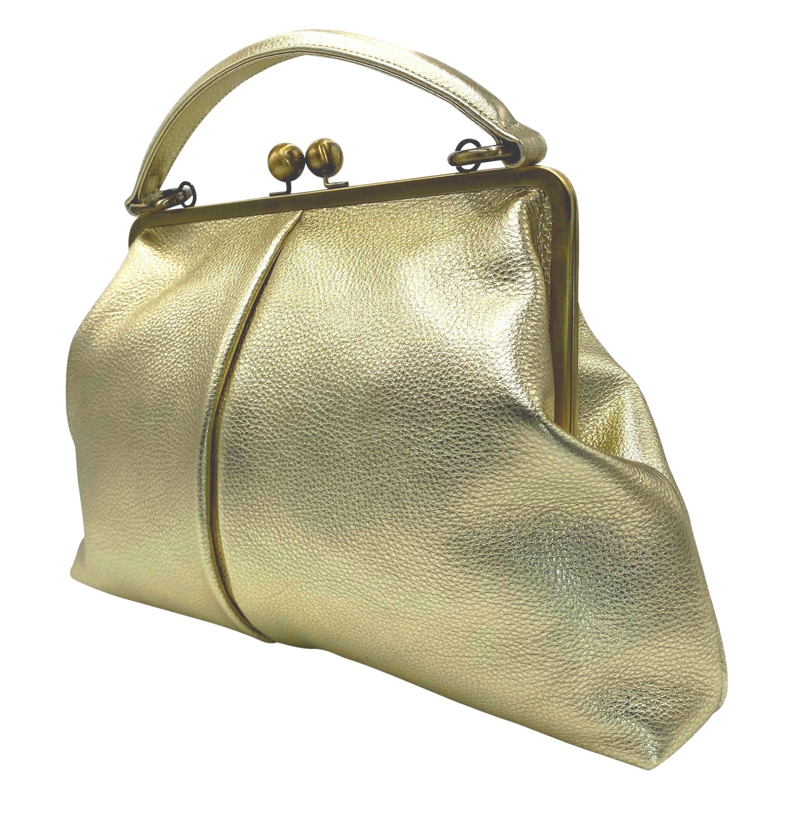 Leder Handtasche Damen Große Olive in Gold – Vintage Schultertasche - Taschenkinder