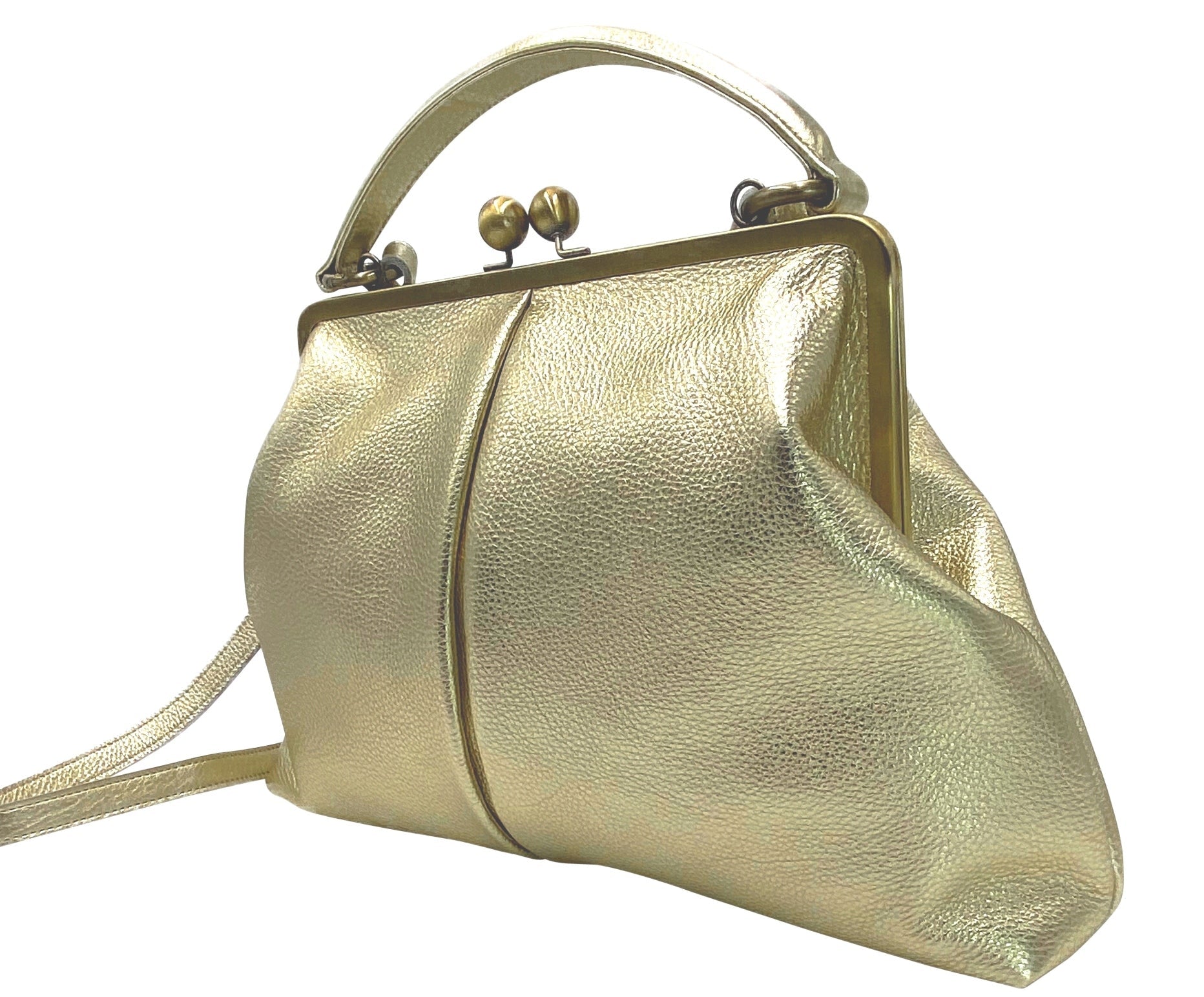 Leder Handtasche Damen Große Olive in Gold – Vintage Schultertasche - Taschenkinder