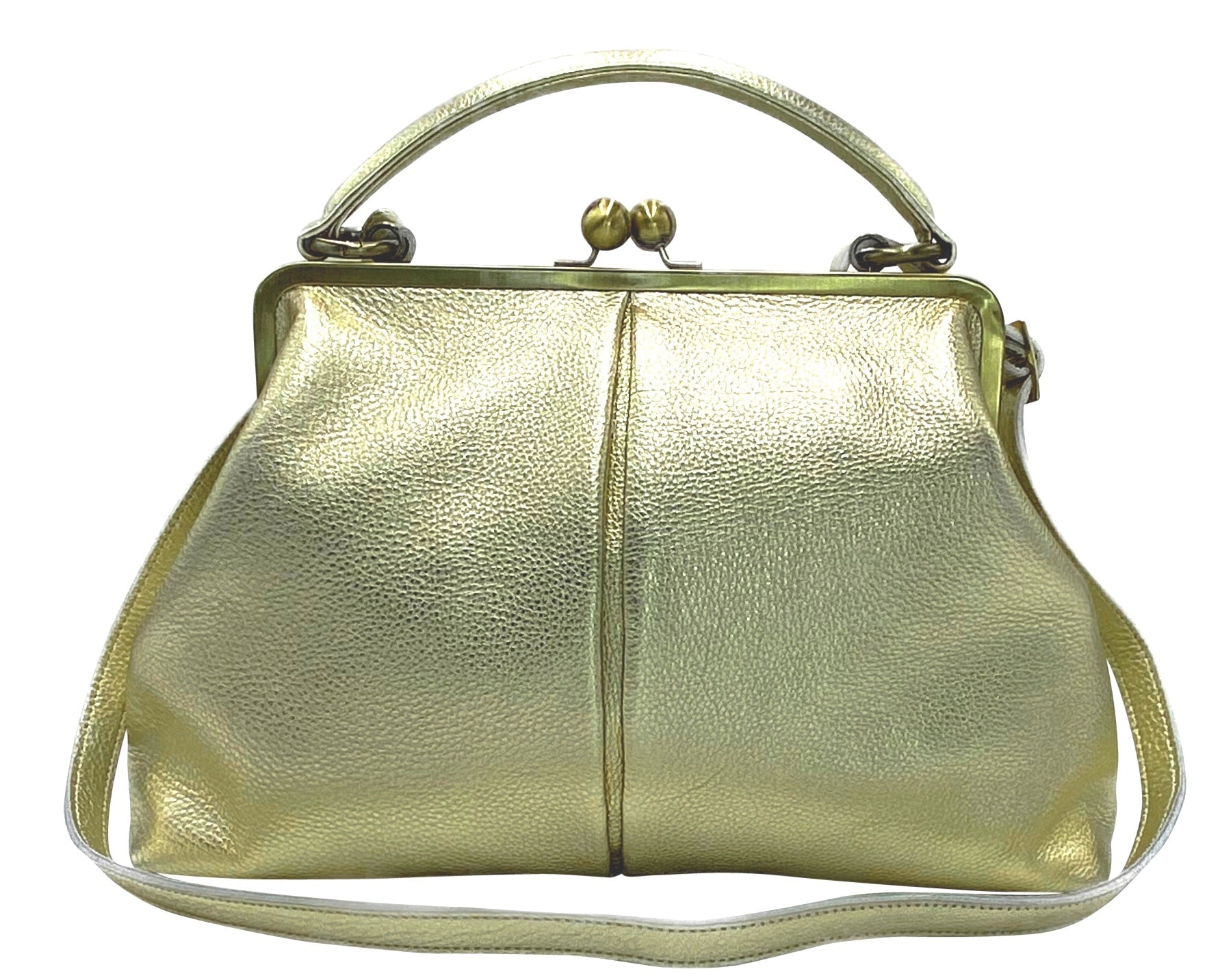 Leder Handtasche Damen Große Olive in Gold – Vintage Schultertasche - Taschenkinder