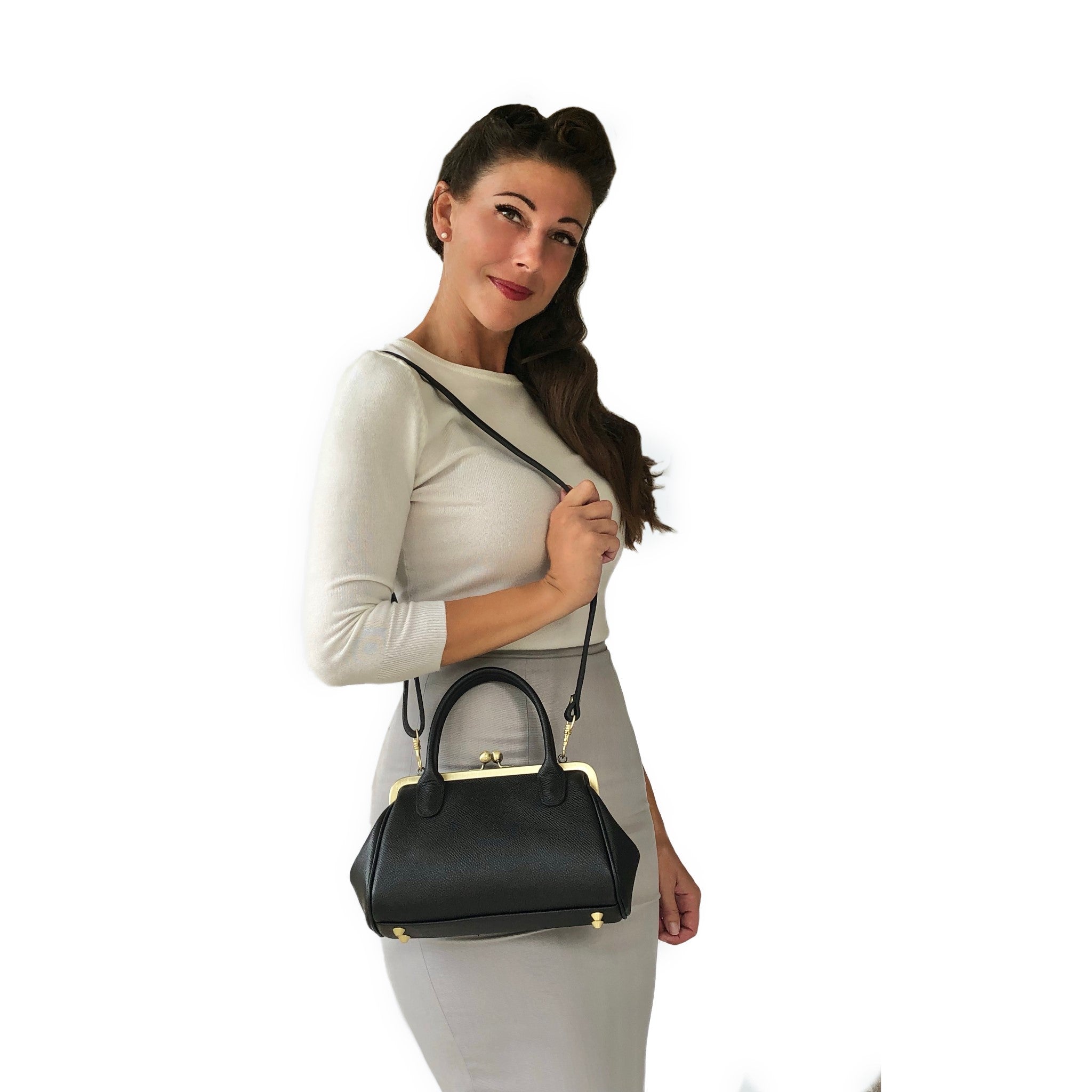 Leder Handtasche Damen - Kleine Aurelie Schwarz - Taschenkinder