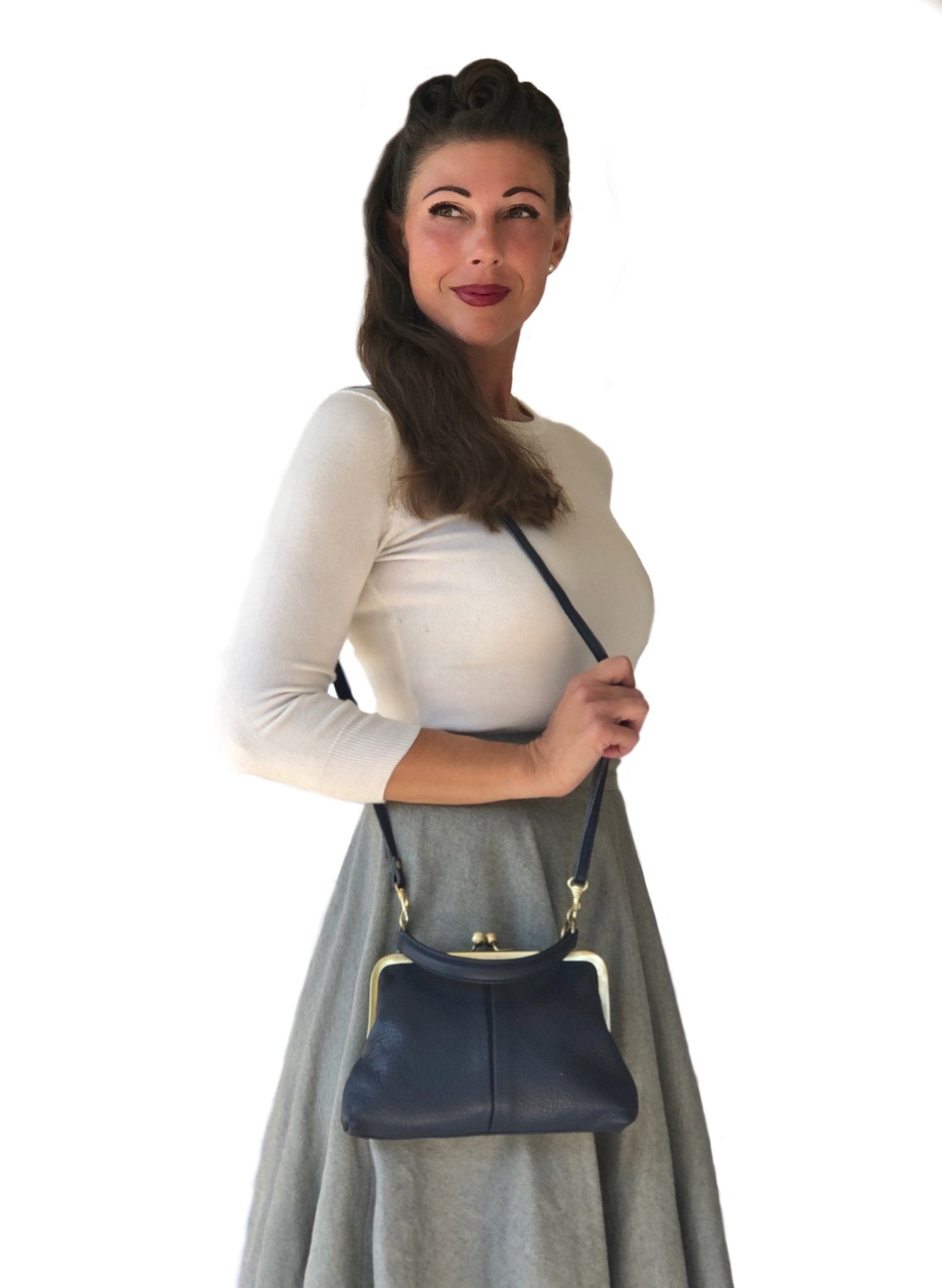 Handtasche Dunkelblau - Kleine Olive Retro Henkeltasche - Taschenkinder