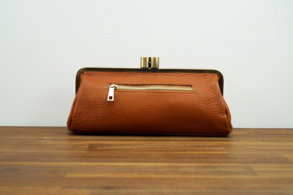 Leder Clutch Victoria in Braun – Vintage Handtasche - Taschenkinder