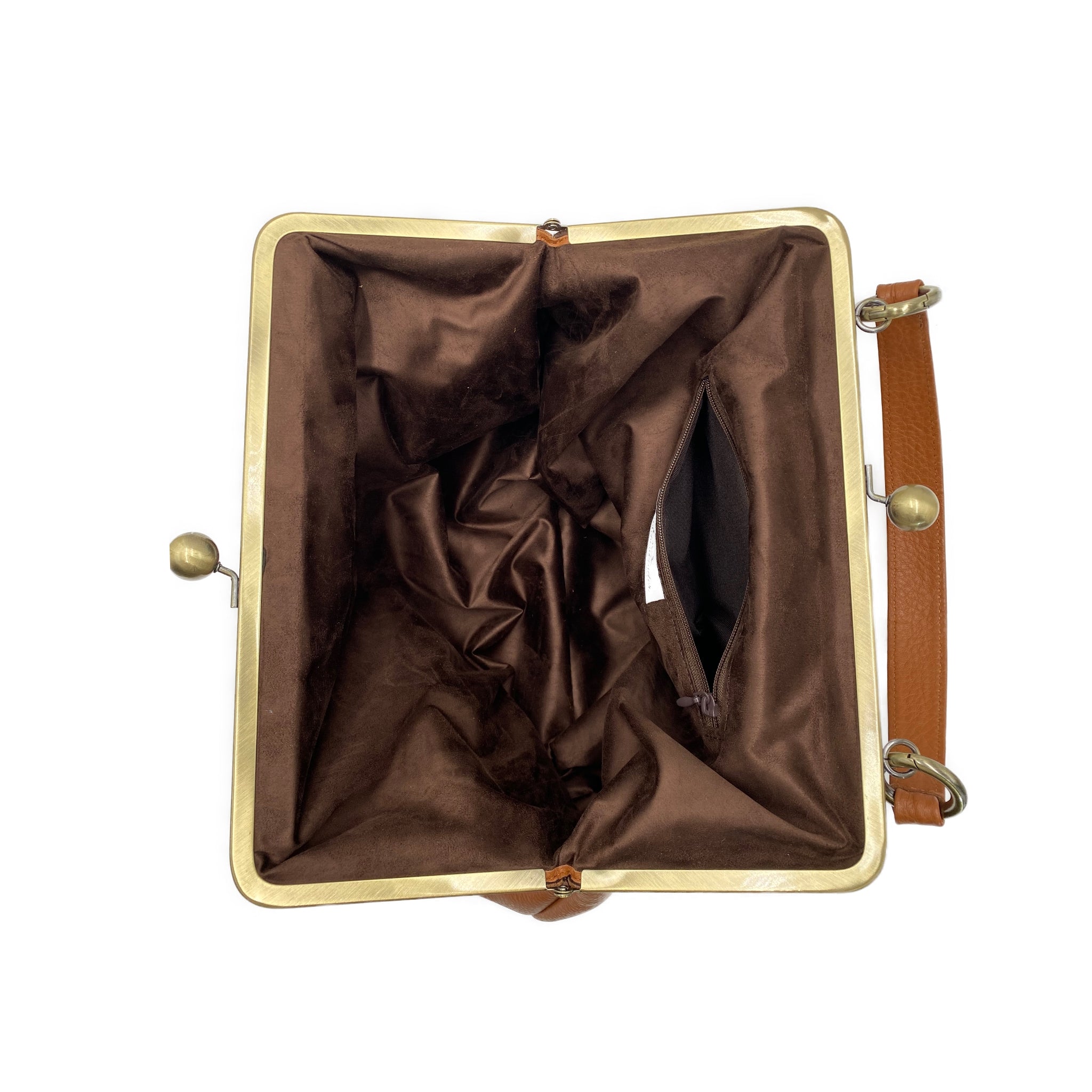 Leder Damenhandtasche "Große Olive" – Cognac Braun – Taschenkinder