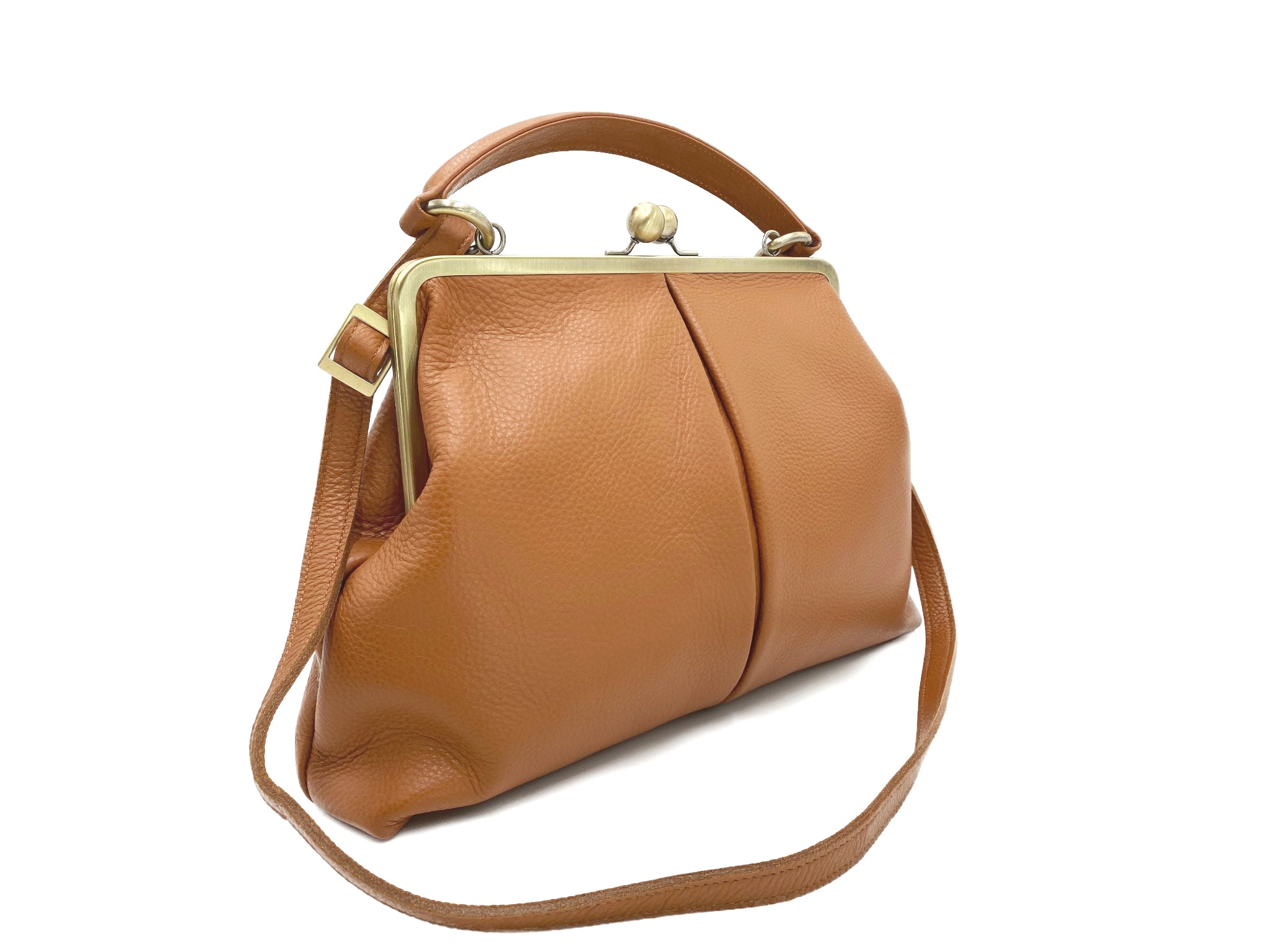 Leder Damenhandtasche "Große Olive" – Cognac Braun – Taschenkinder