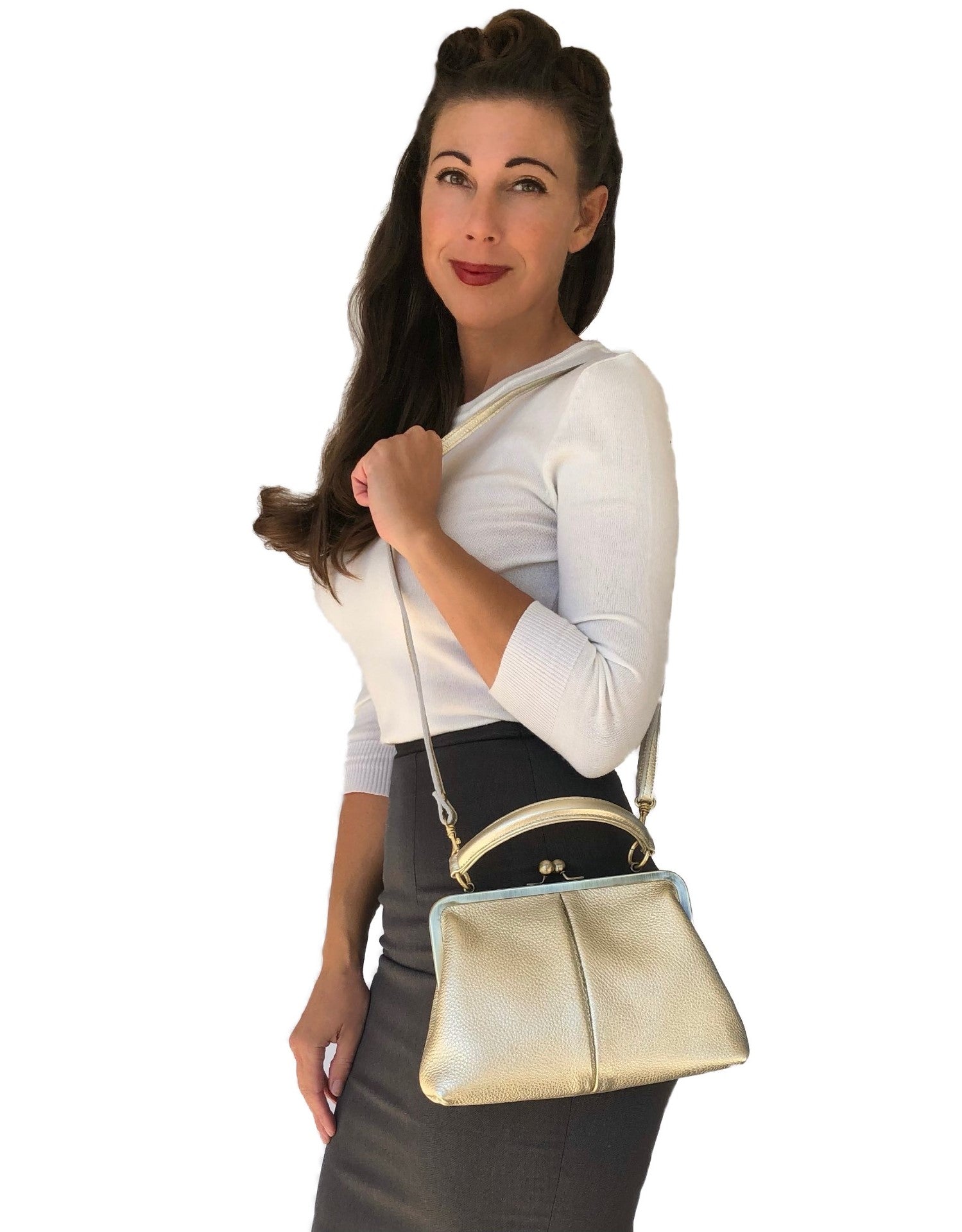 Leder Umhängetasche Damen - Kleine Olive - Taschenkinder