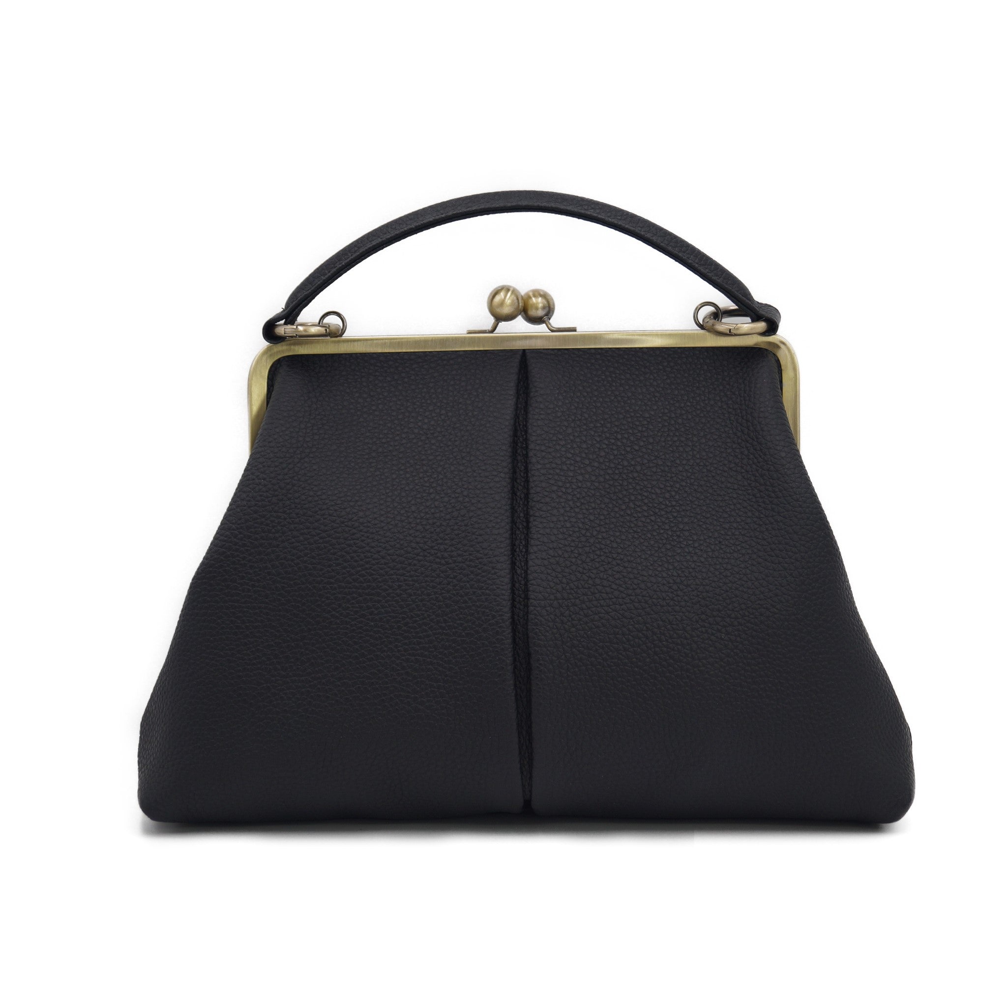 Leder Handtasche Olivia in Schwarz – Retro Henkeltasche – Taschenkinder