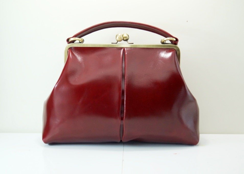 Leder Handtasche "Olive" - Retro Vintage Tasche - Taschenkinder